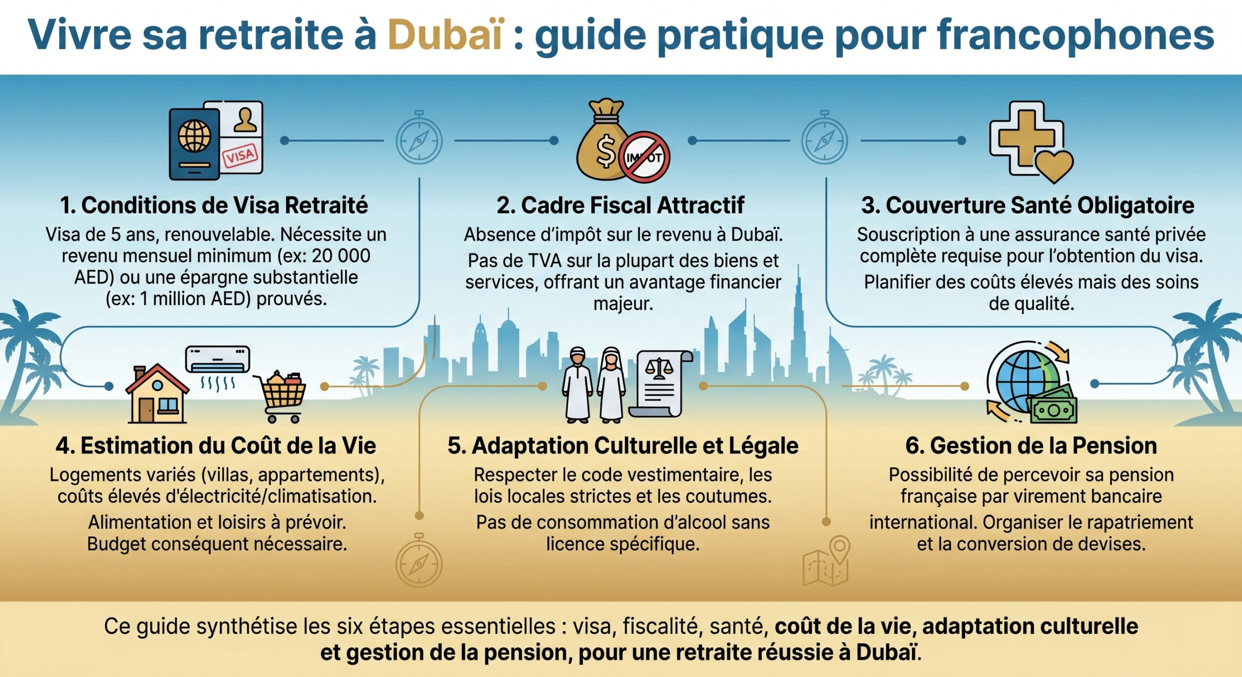 Vivre sa retraite à Dubaï : guide pratique pour francophones