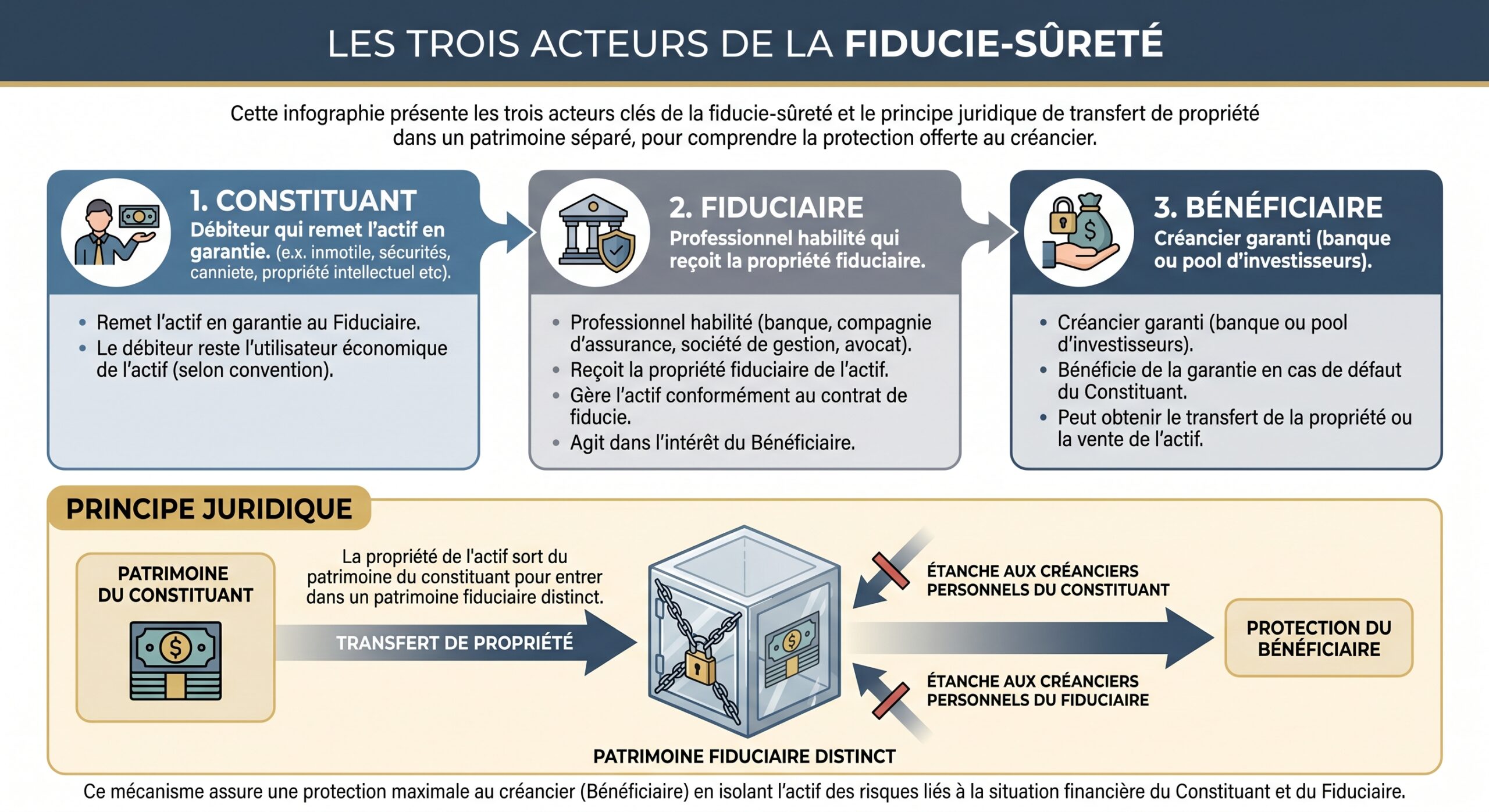Les trois acteurs de la fiducie-sûreté