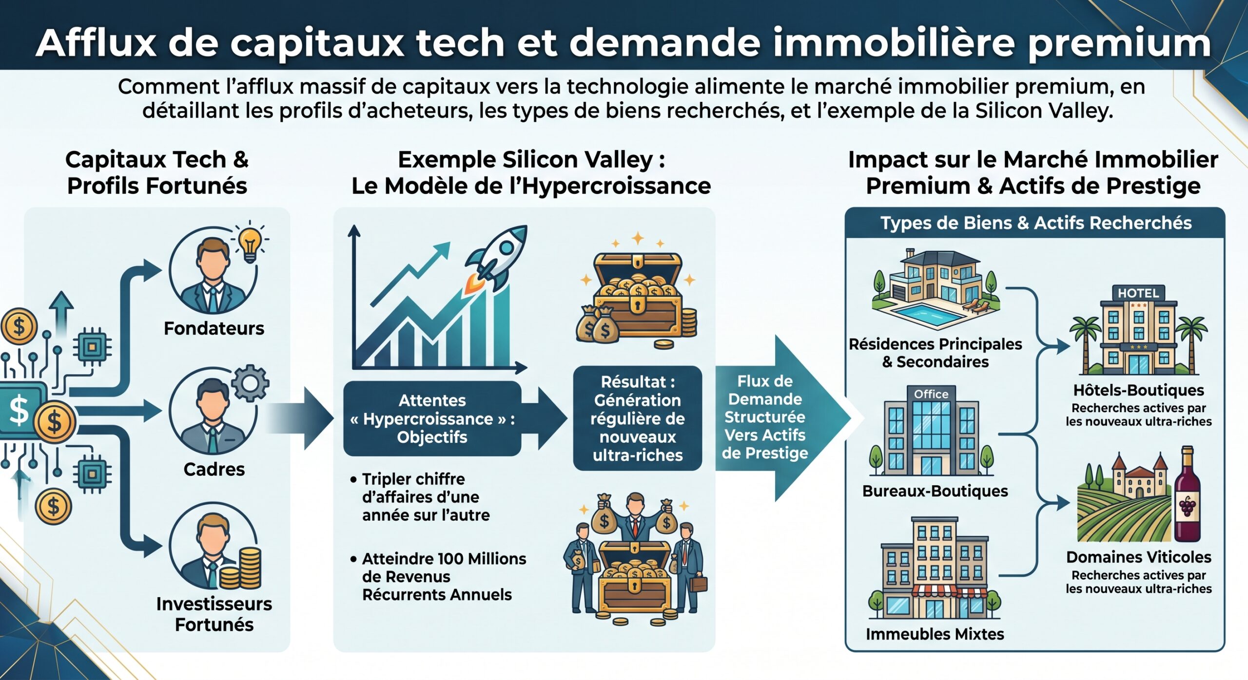 Afflux de capitaux tech et demande immobilière premium