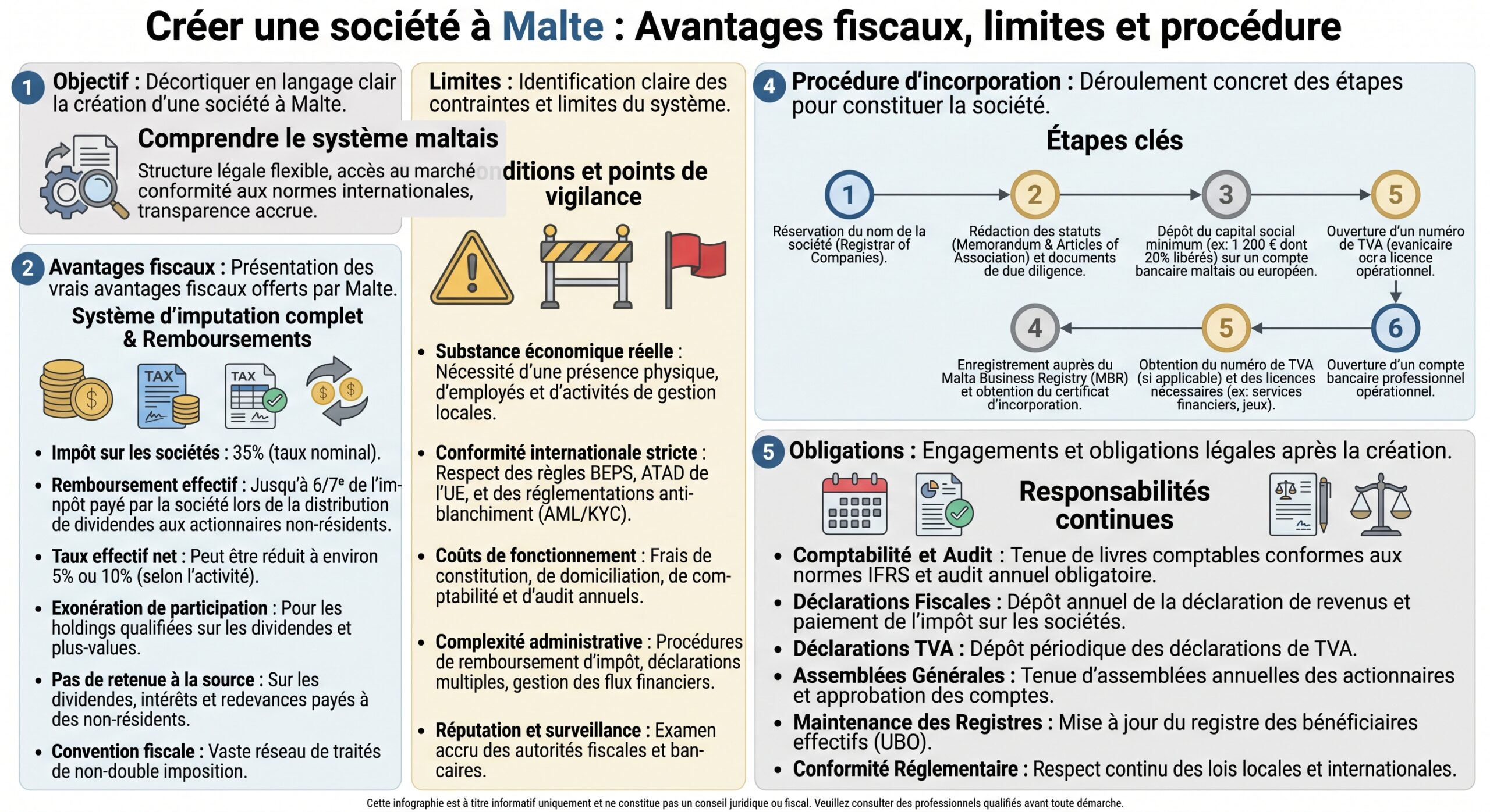 Créer une société à Malte : avantages fiscaux, limites et procédure