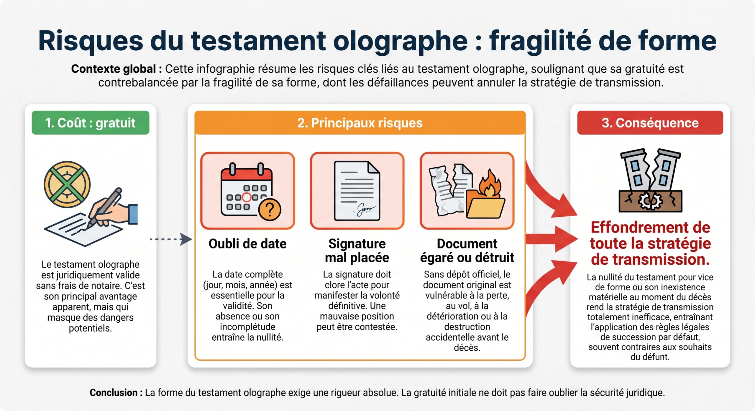Risques du testament olographe : fragilité de forme