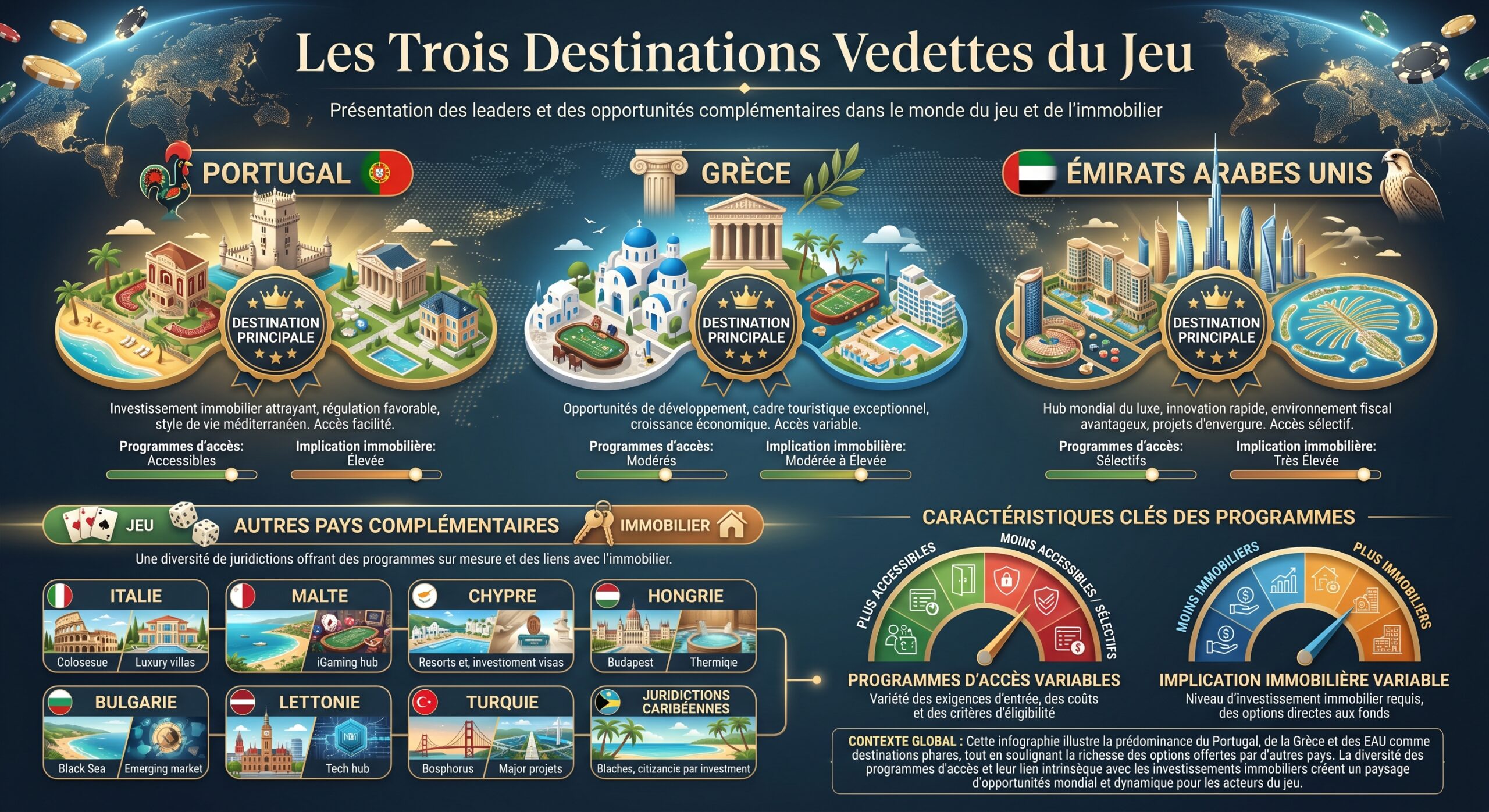 Les trois destinations vedettes du jeu