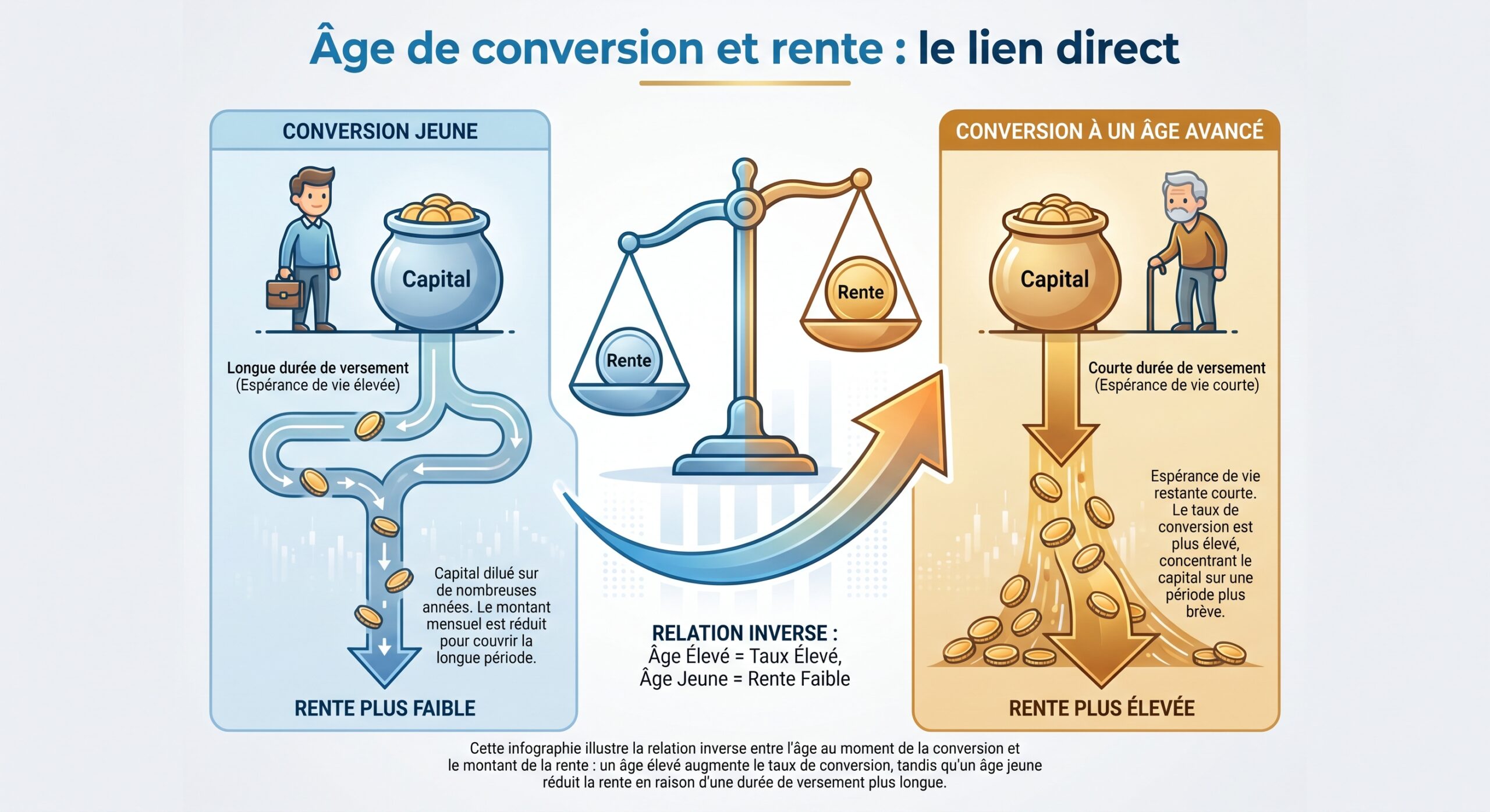 Âge de conversion et rente : le lien direct