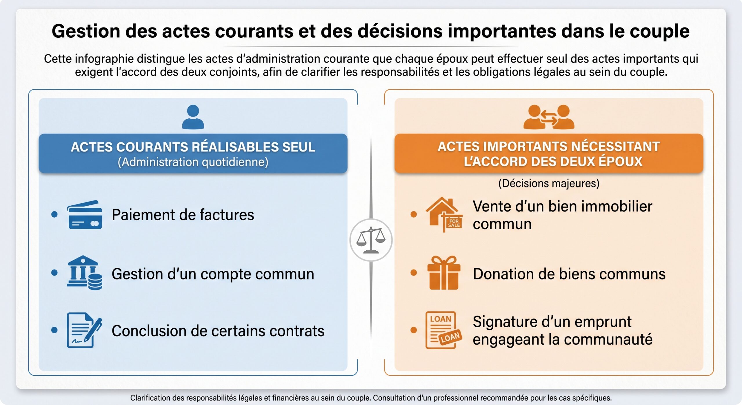 Gestion des actes courants et des décisions importantes dans le couple