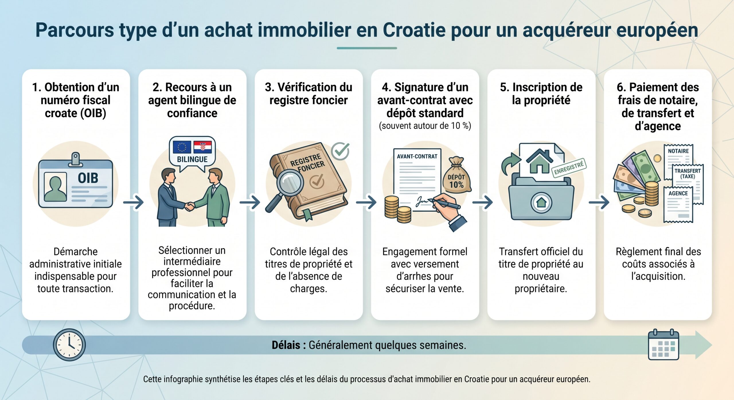 Parcours type d’un achat immobilier en Croatie pour un acquéreur européen
