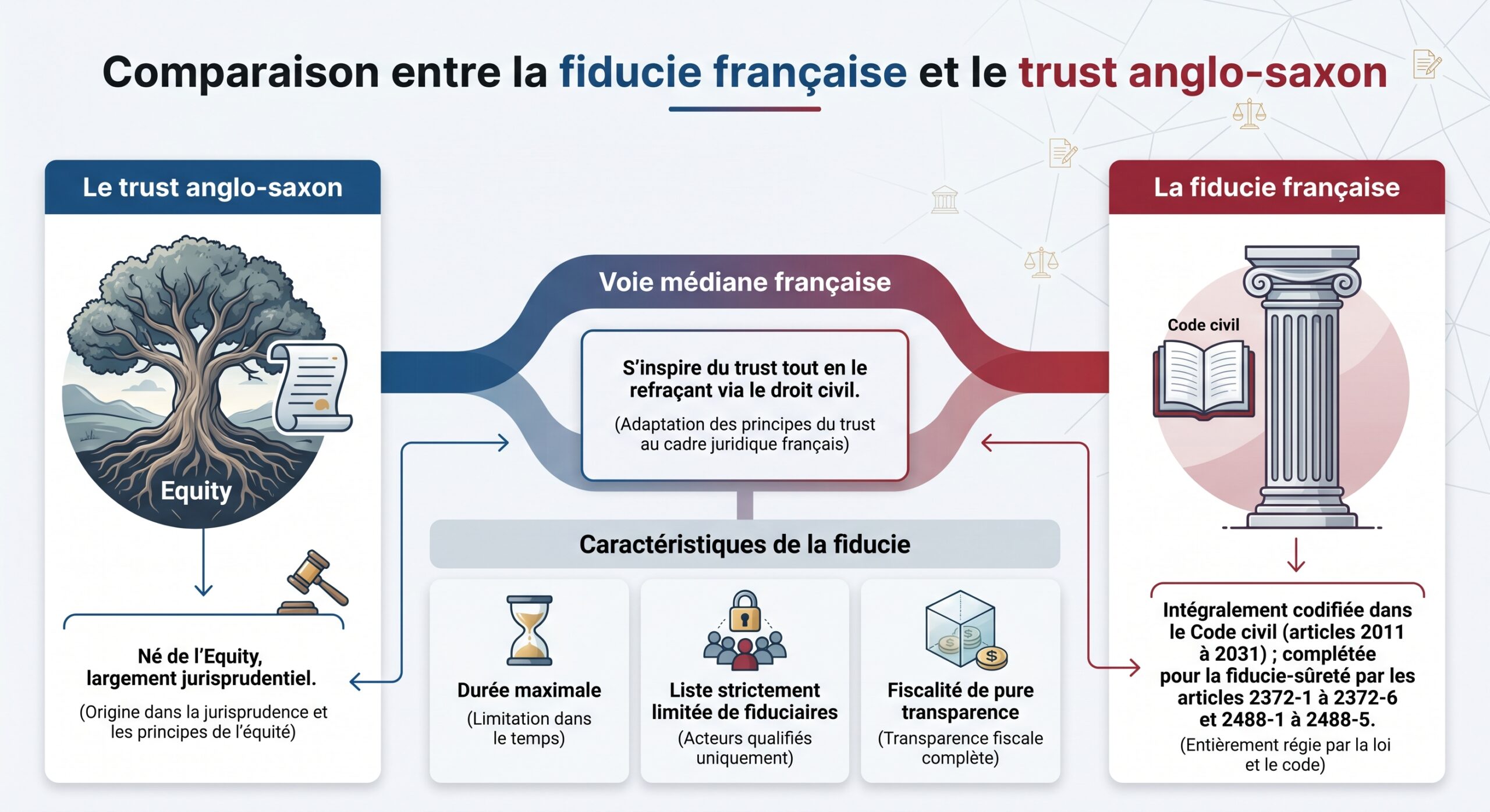Comparaison entre la fiducie française et le trust anglo-saxon