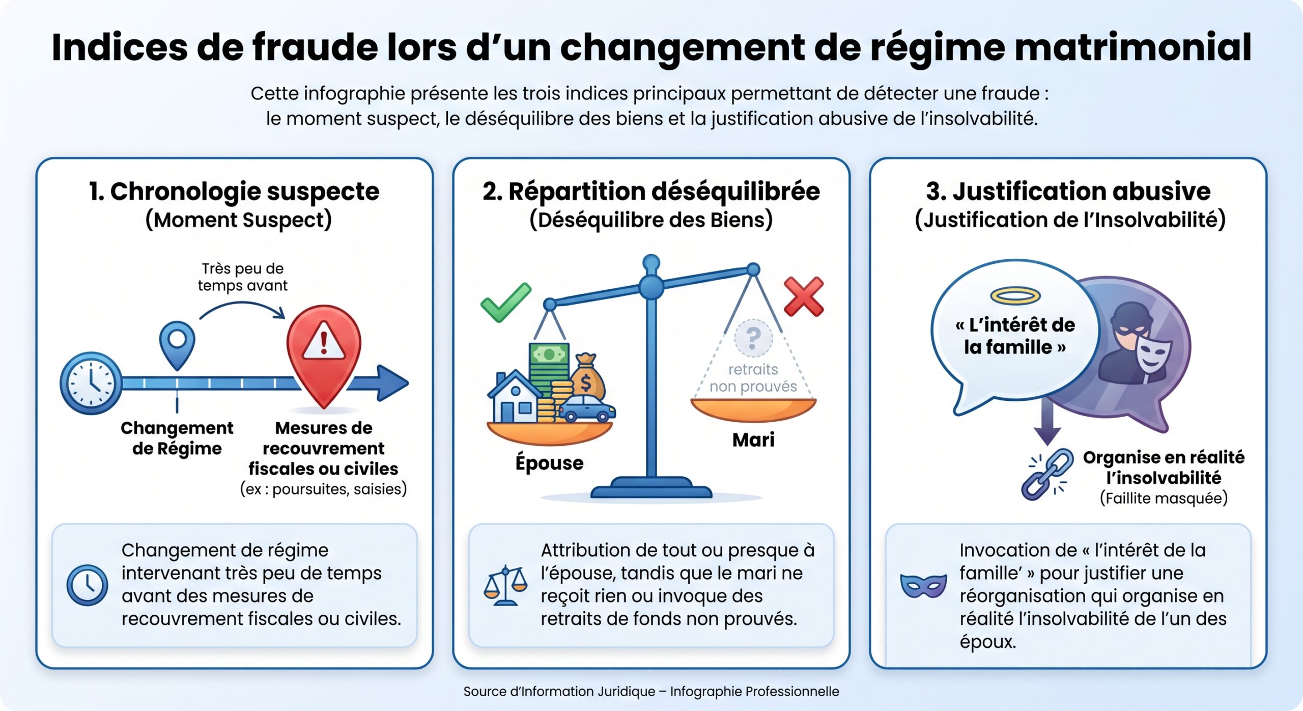 Indices de fraude lors d'un changement de régime matrimonial
