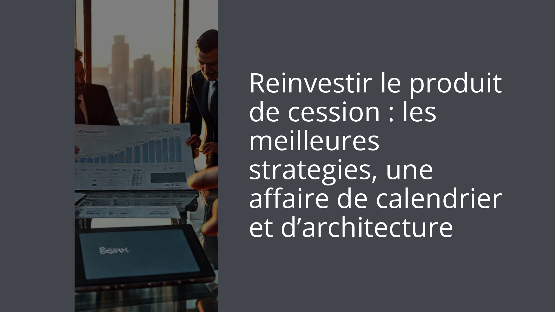 Reinvestir le produit de cession : les meilleures strategies, une affaire de calendrier et d’architecture