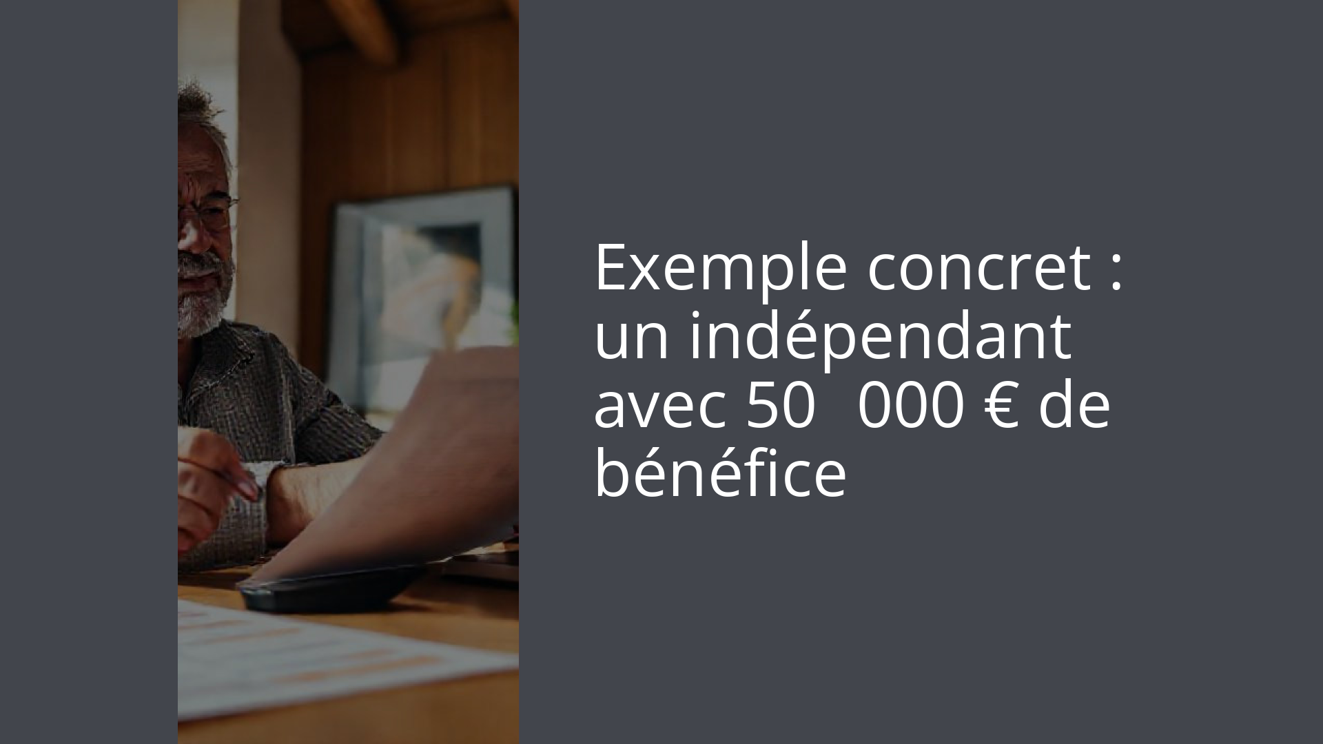 Exemple concret : un indépendant avec 50 000 € de bénéfice