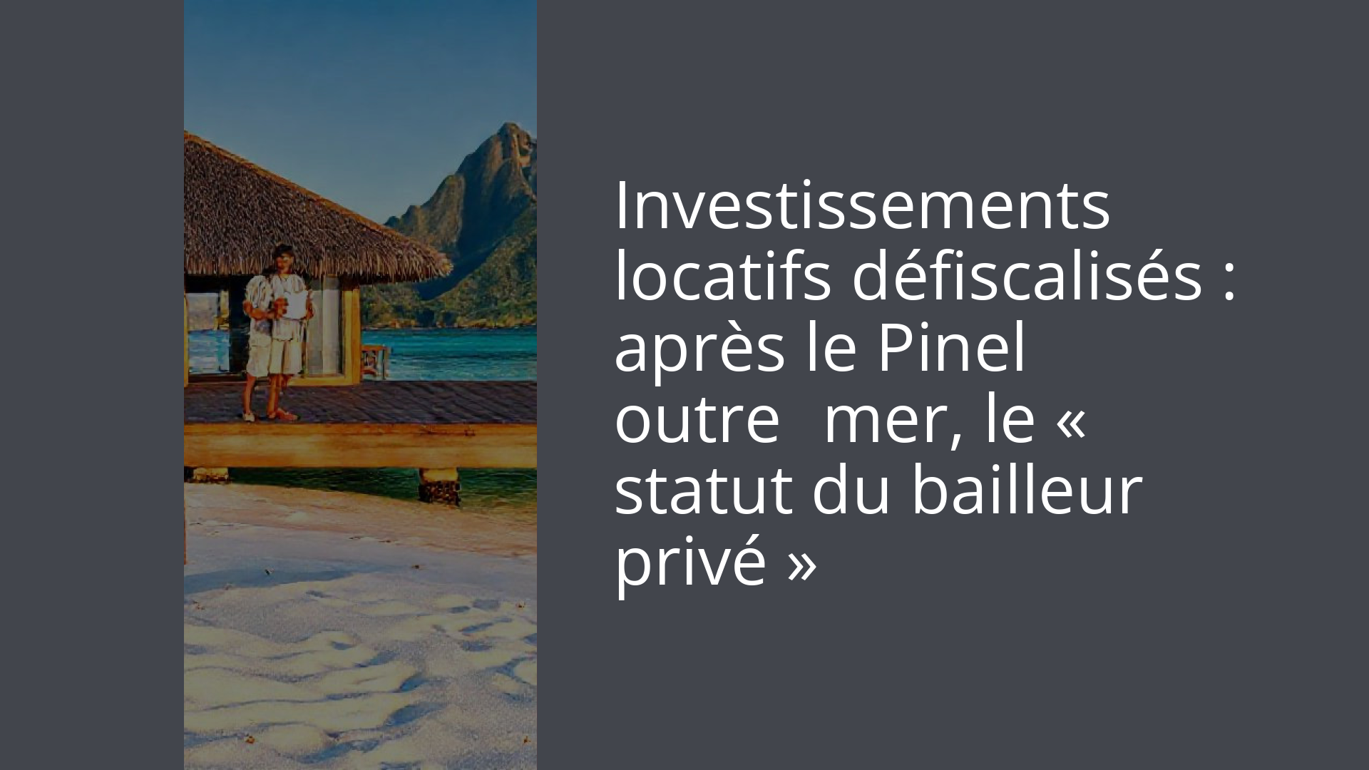 Investissements locatifs défiscalisés : après le Pinel outre‑mer, le « statut du bailleur privé »