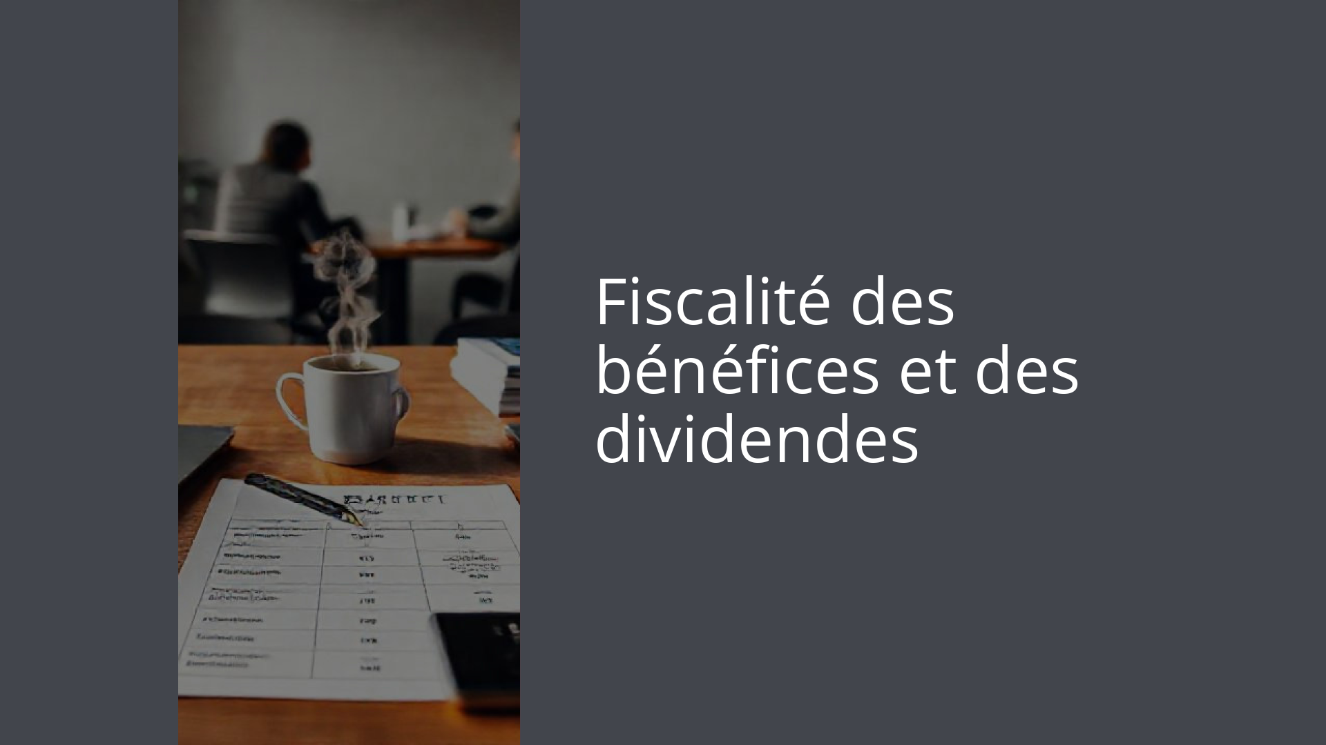Fiscalité des bénéfices et des dividendes