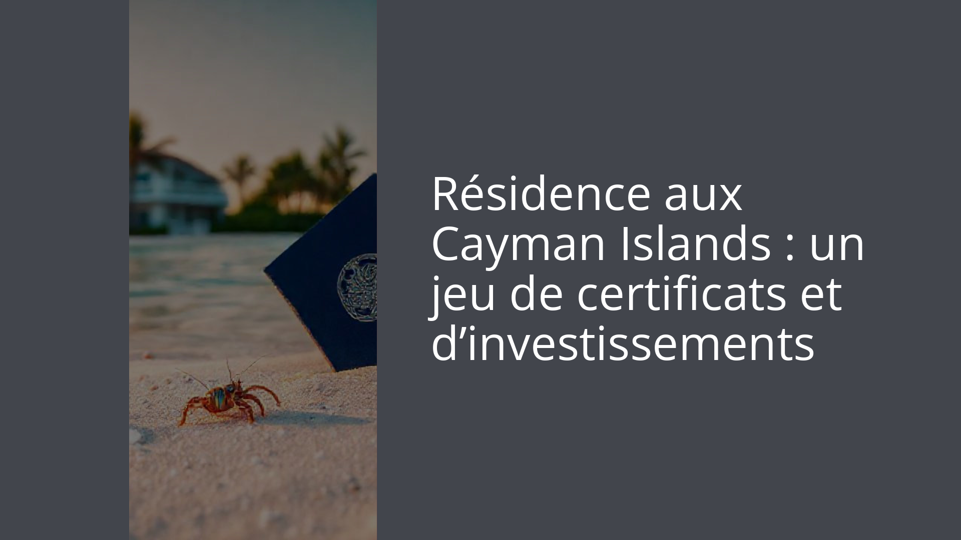 Résidence aux Cayman Islands : un jeu de certificats et d’investissements