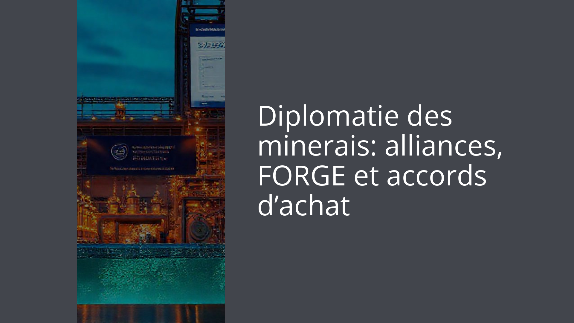 Diplomatie des minerais: alliances, FORGE et accords d’achat