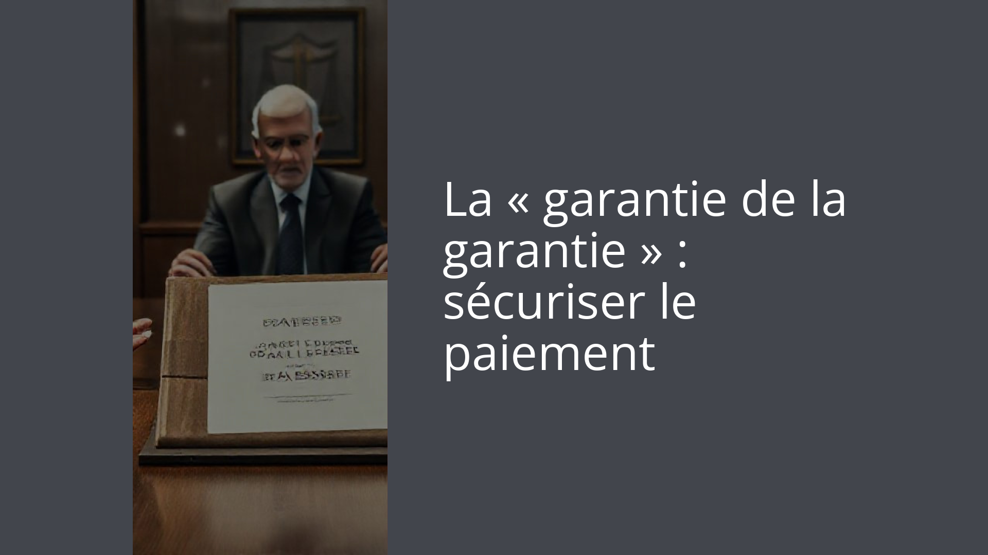 La « garantie de la garantie » : sécuriser le paiement
