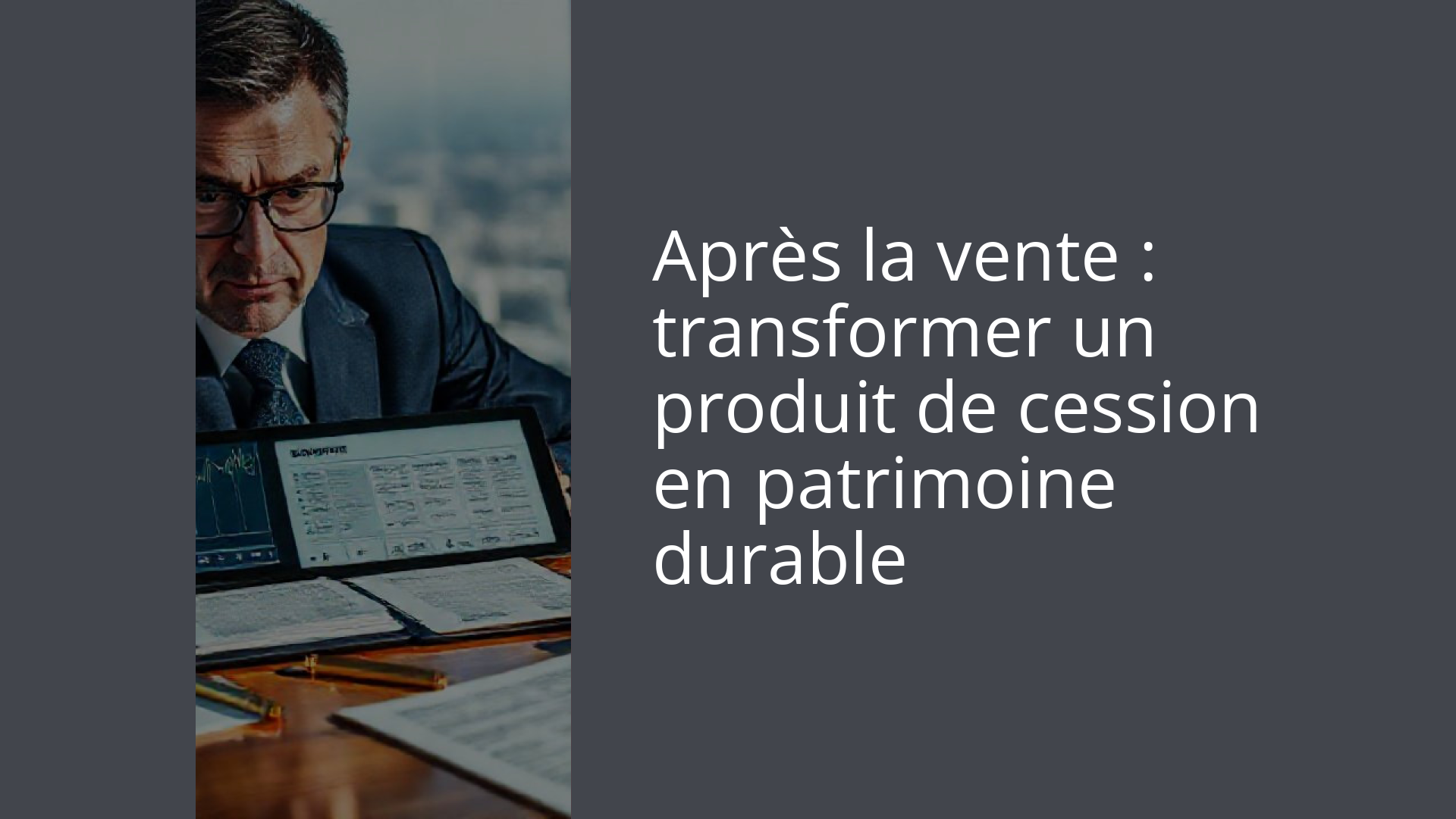 Après la vente : transformer un produit de cession en patrimoine durable