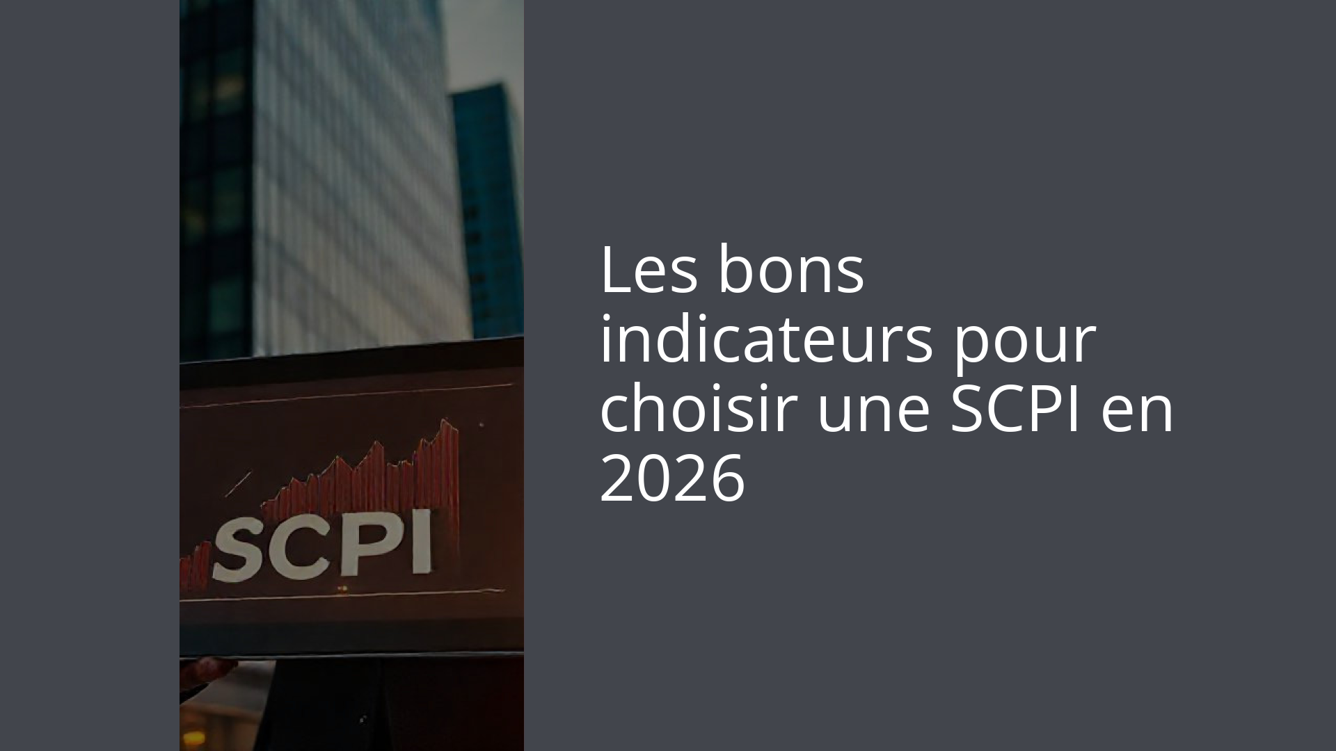 Les bons indicateurs pour choisir une SCPI en 2026