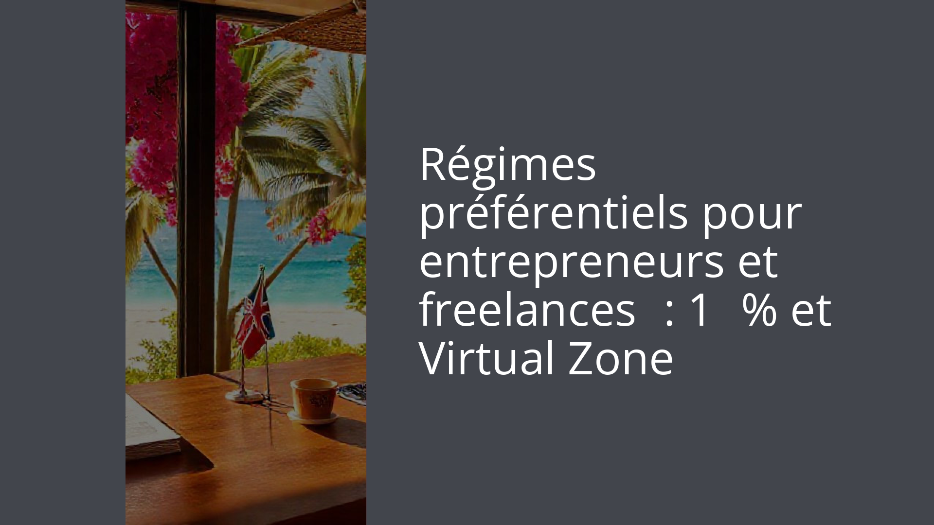 Régimes préférentiels pour entrepreneurs et freelances : 1 % et Virtual Zone