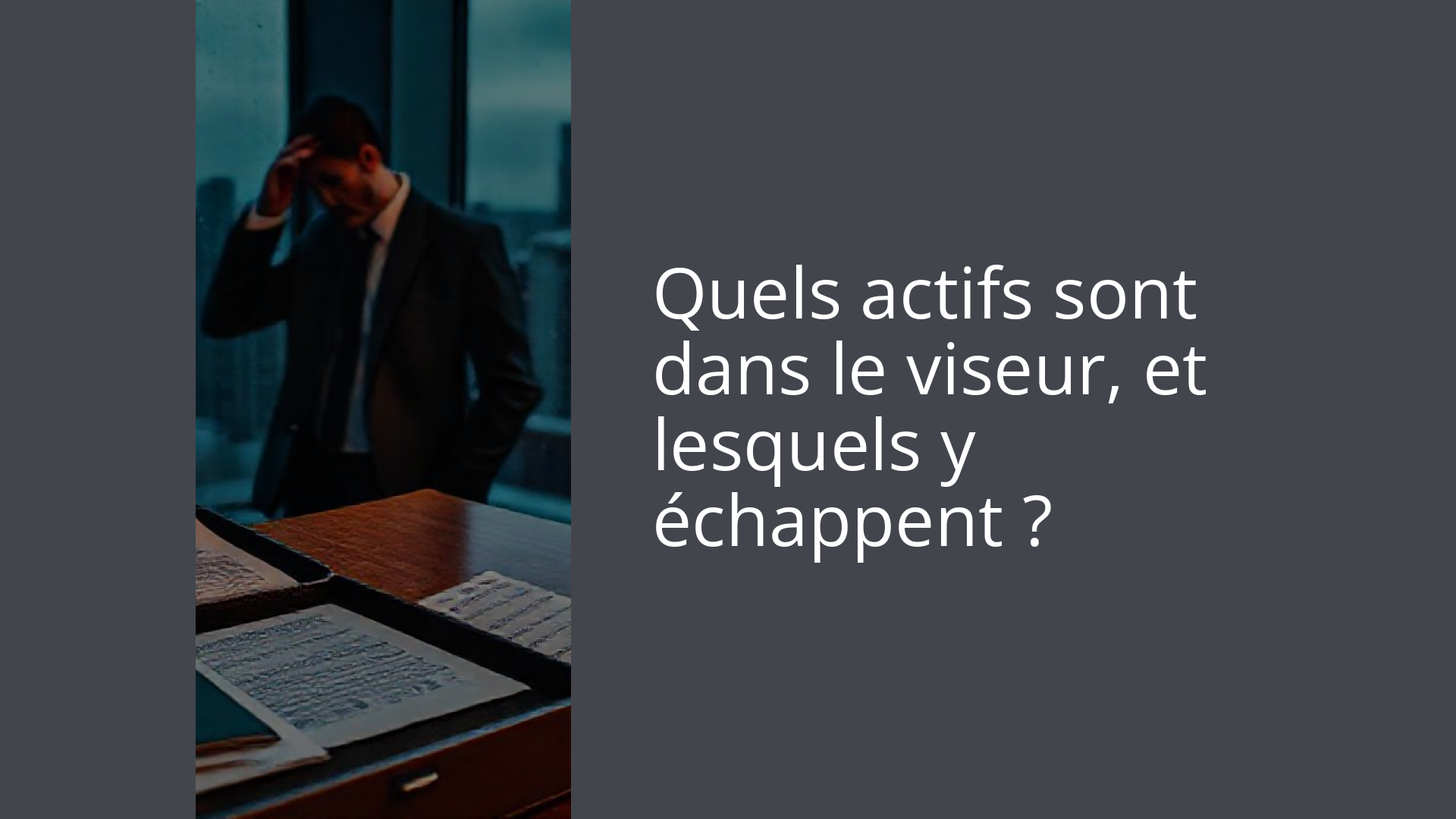 Quels actifs sont dans le viseur, et lesquels y échappent ?