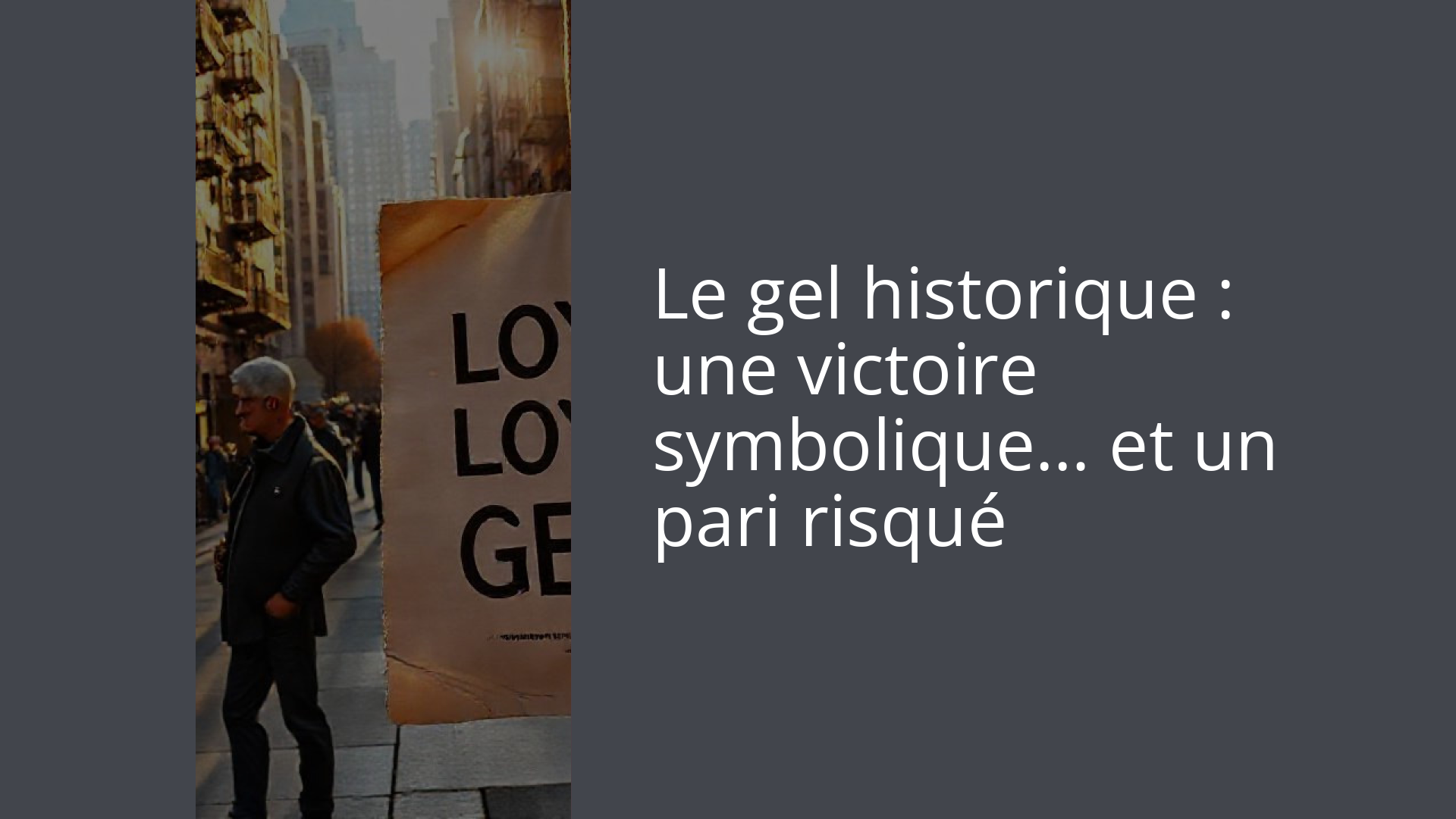 Le gel historique : une victoire symbolique… et un pari risqué