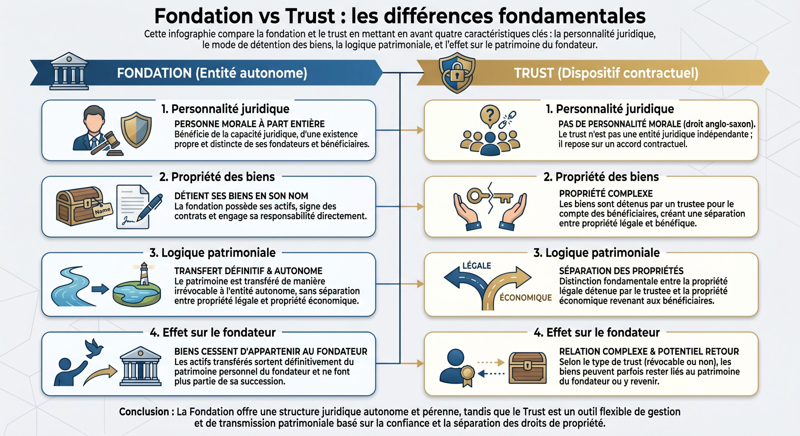 Fondation vs Trust : les différences fondamentales