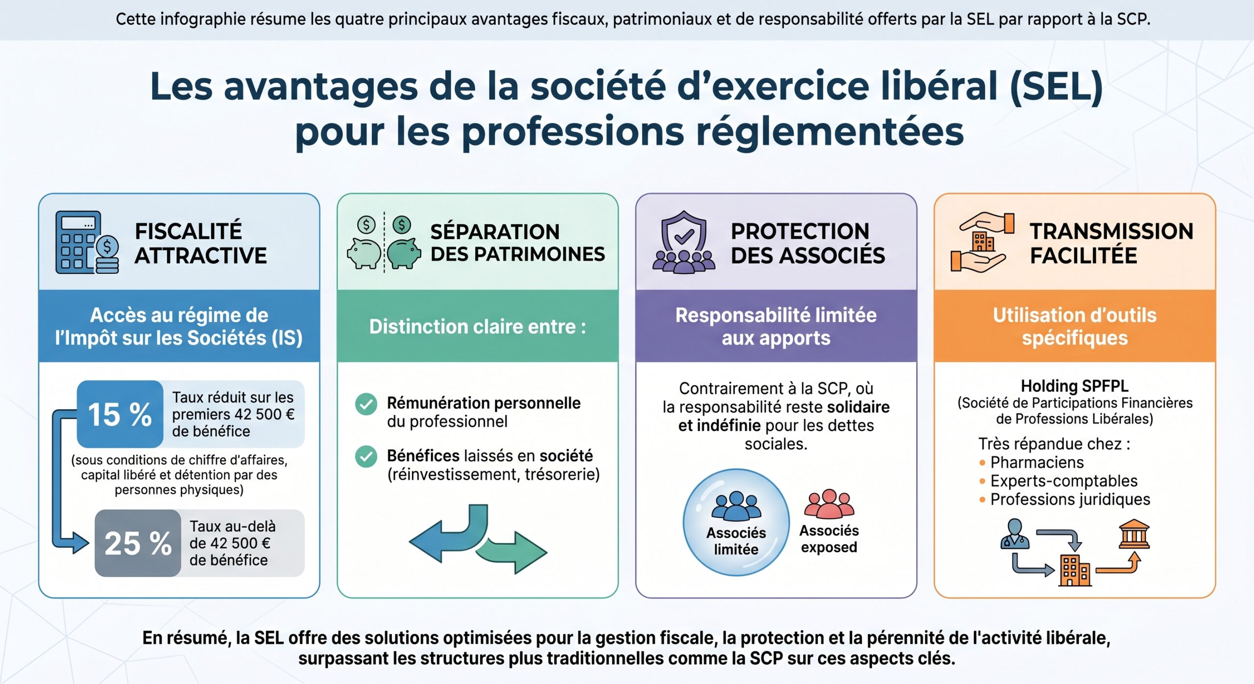 Les avantages de la société d'exercice libéral (SEL) pour les professions réglementées