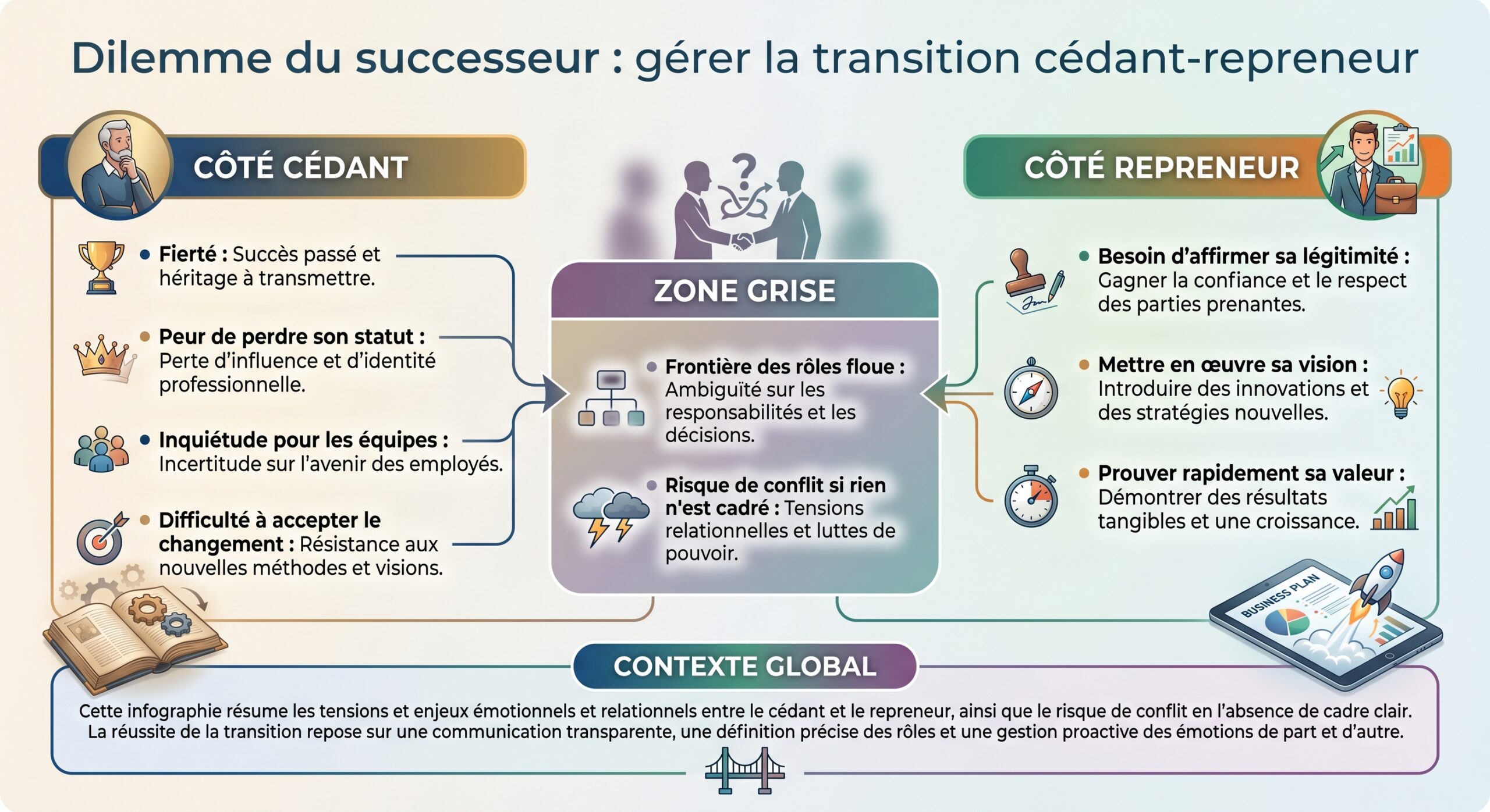 Dilemme du successeur : gérer la transition cédant-repreneur