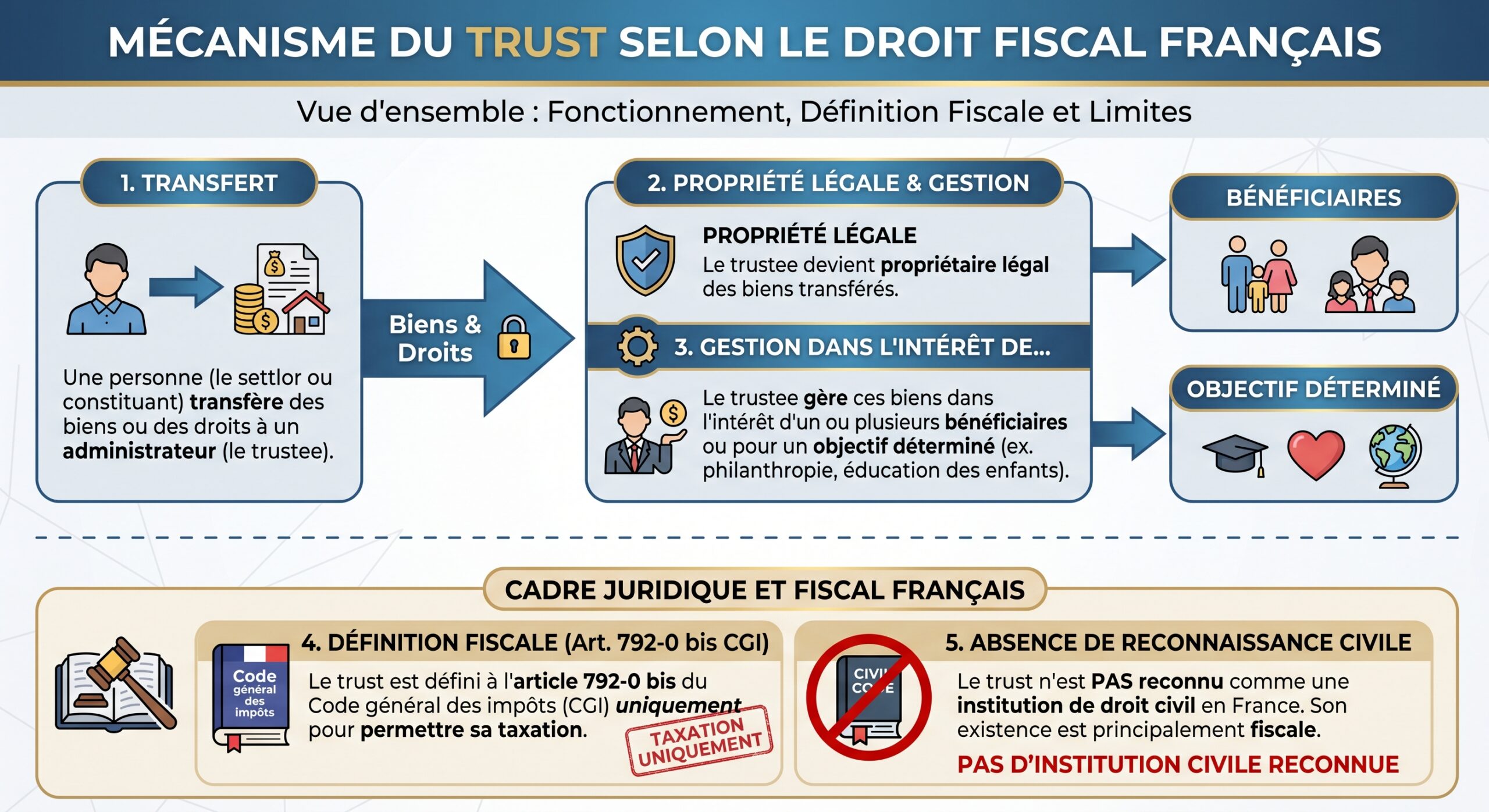 Mécanisme du trust selon le droit fiscal français