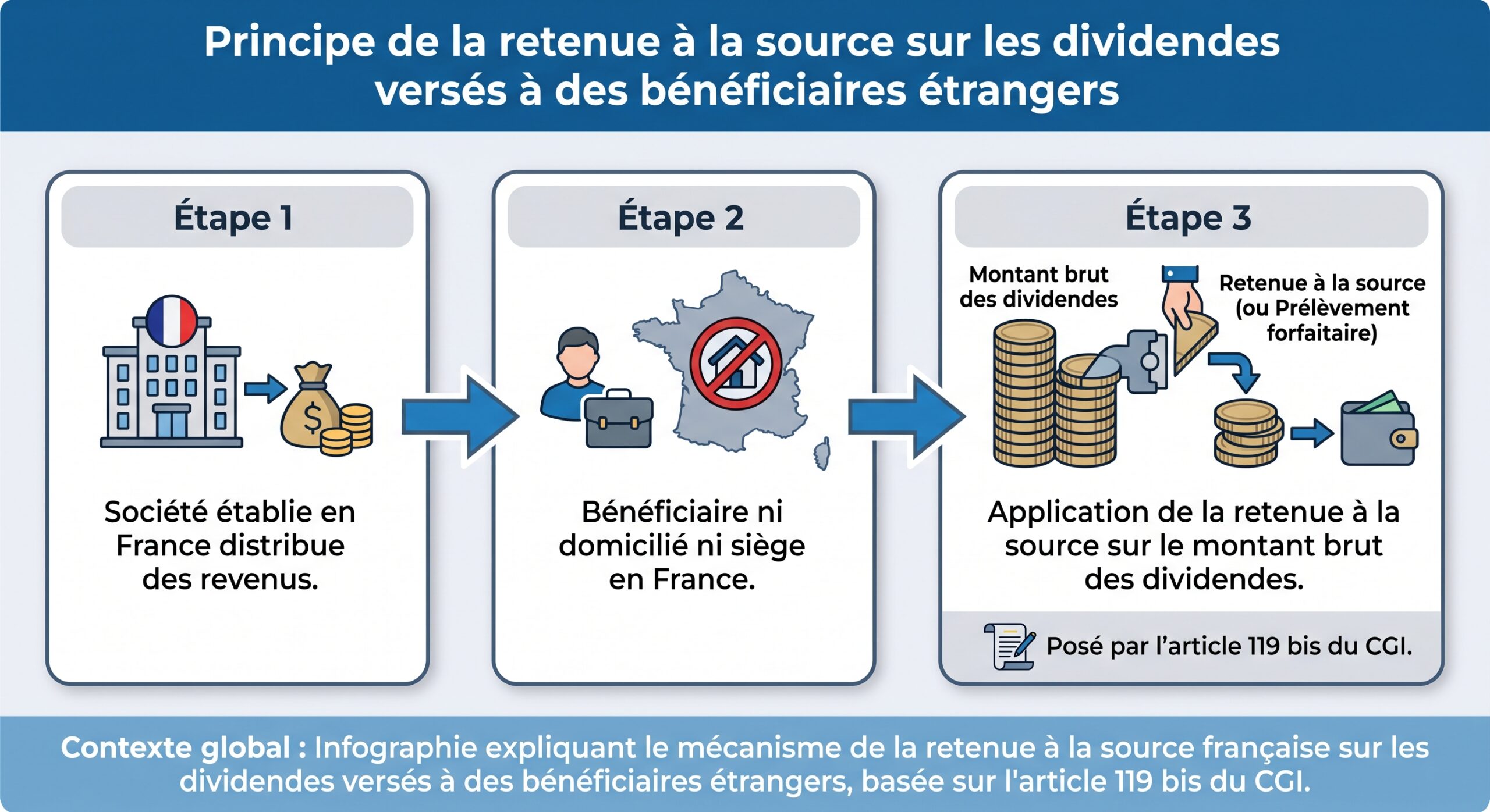 Principe de la retenue à la source sur les dividendes versés à des bénéficiaires étrangers