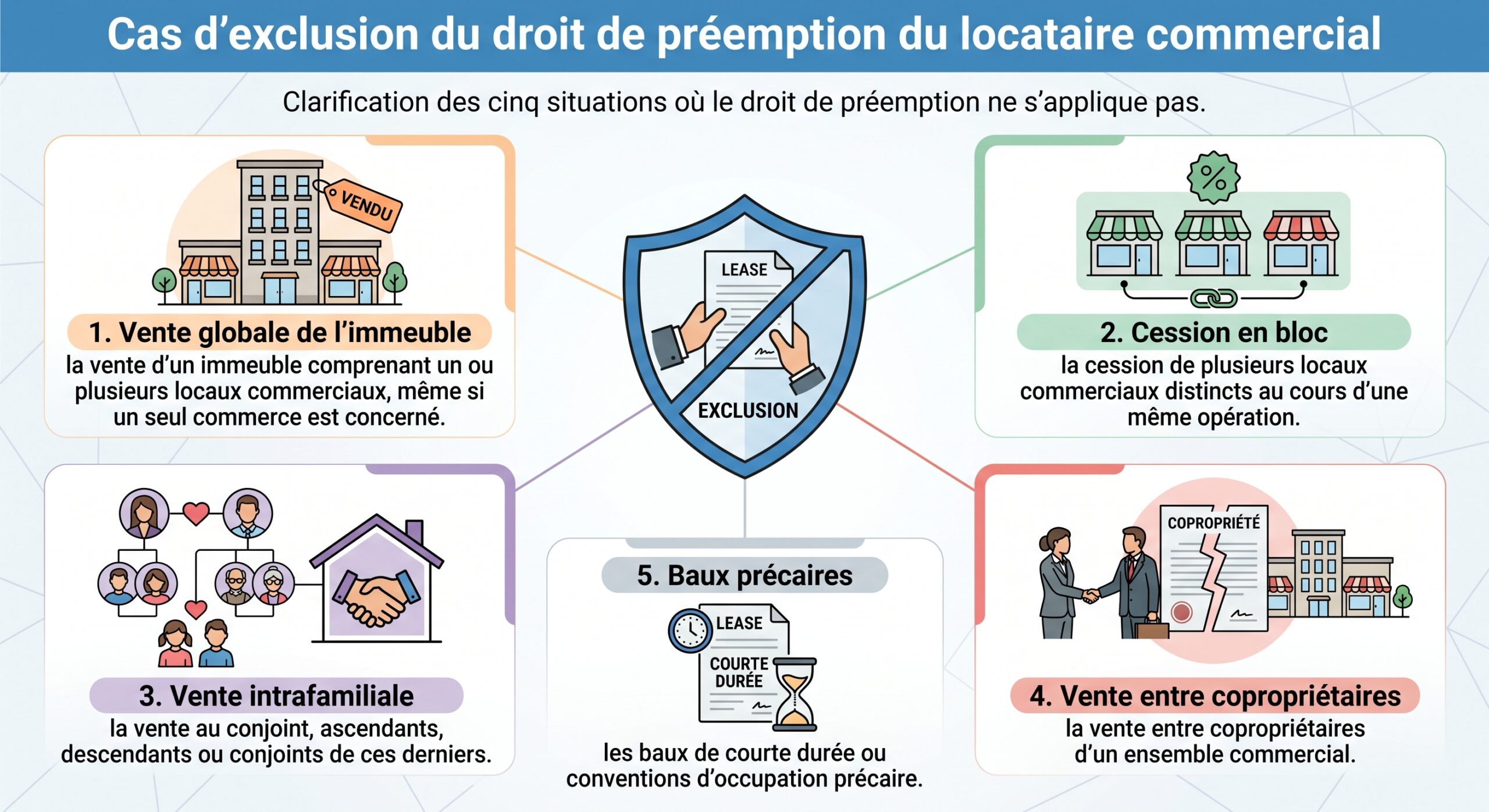 Cas d’exclusion du droit de préemption du locataire commercial