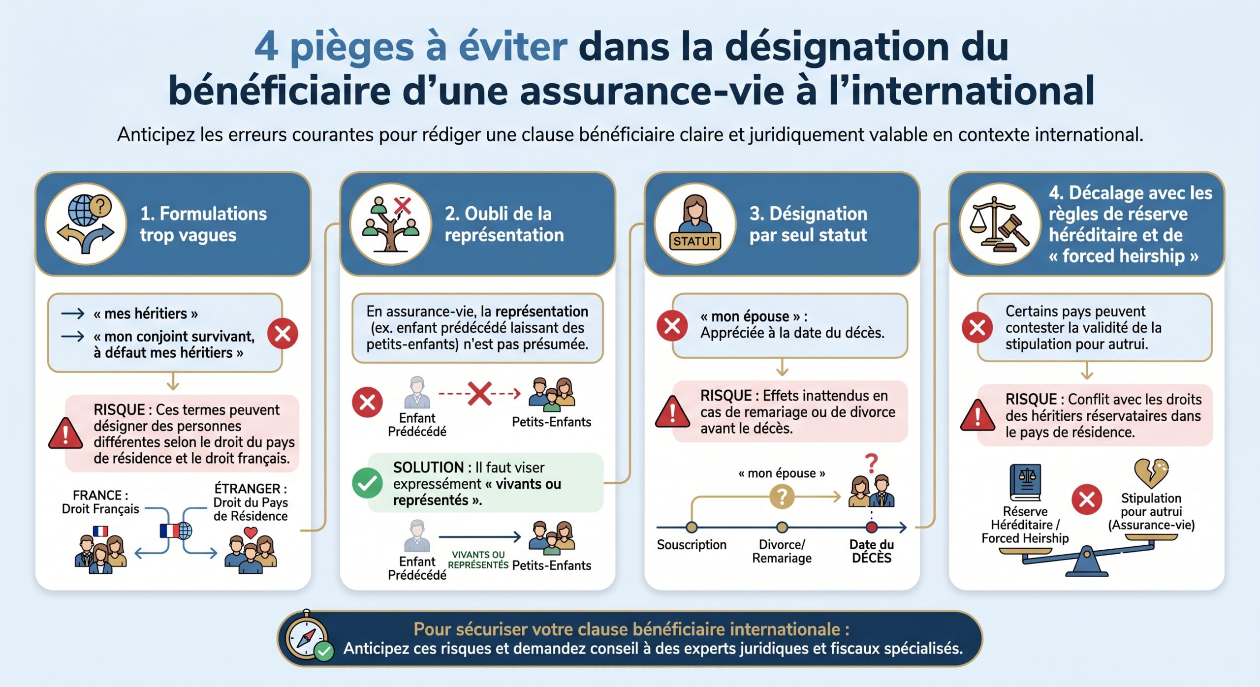 4 pièges à éviter dans la désignation du bénéficiaire d’une assurance-vie à l’international