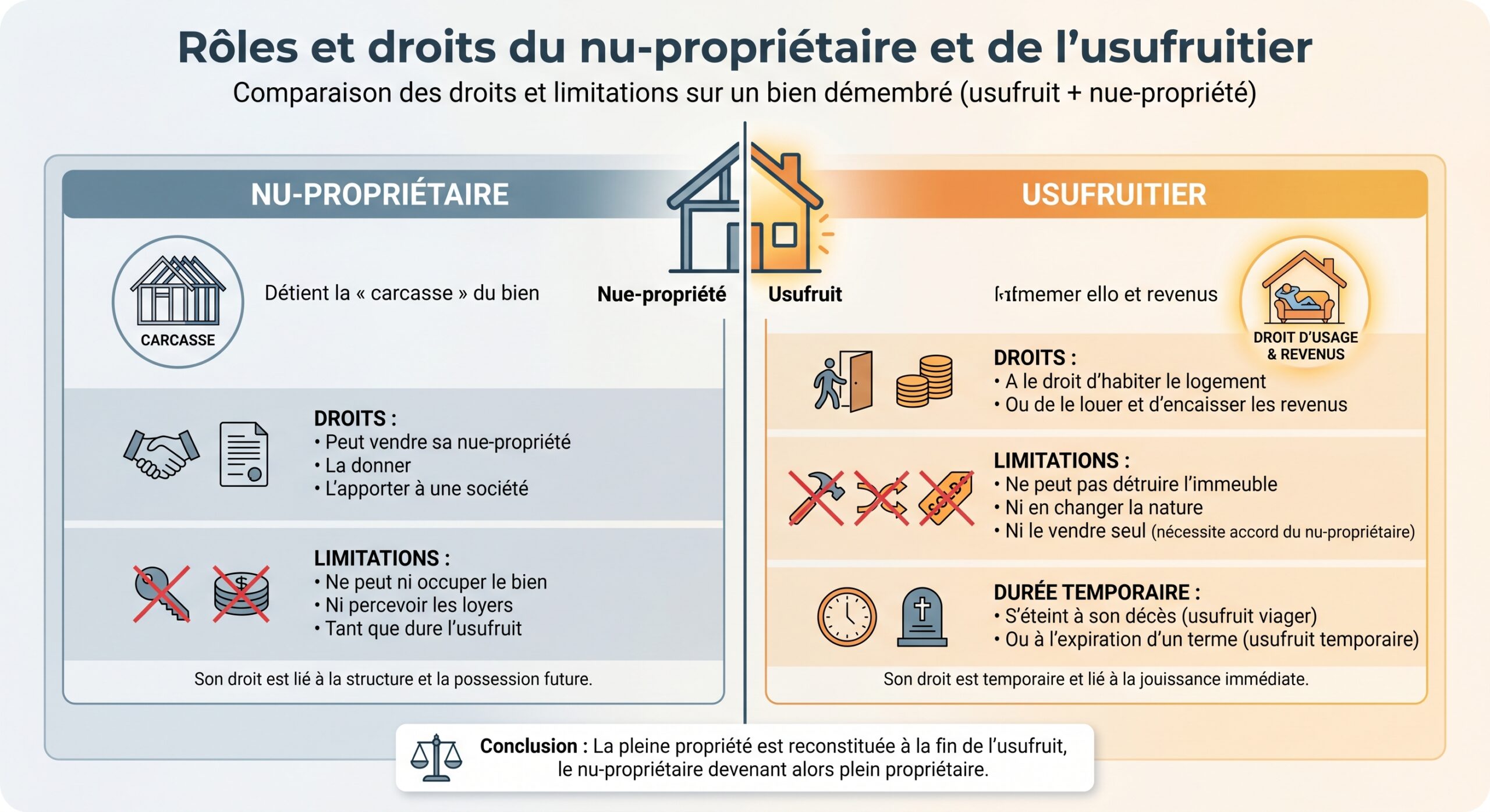 Rôles et droits du nu-propriétaire et de l’usufruitier