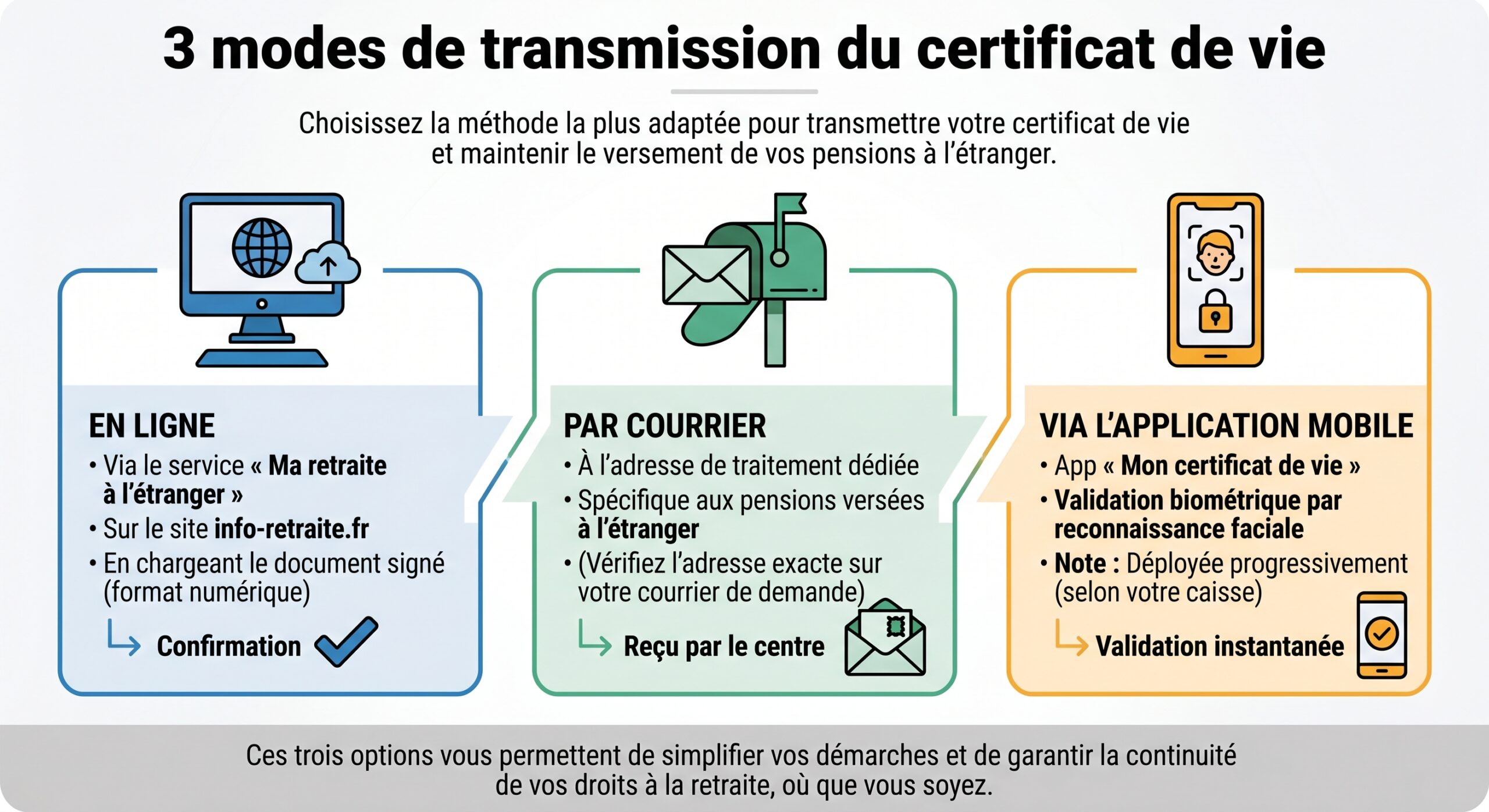 3 modes de transmission du certificat de vie