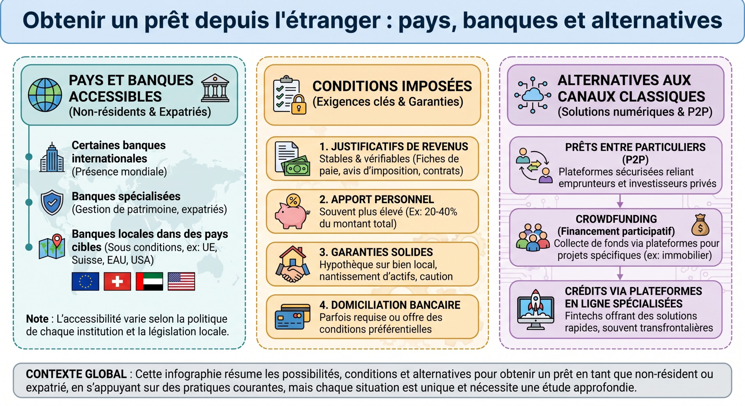 Obtenir un prêt depuis l'étranger : pays, banques et alternatives