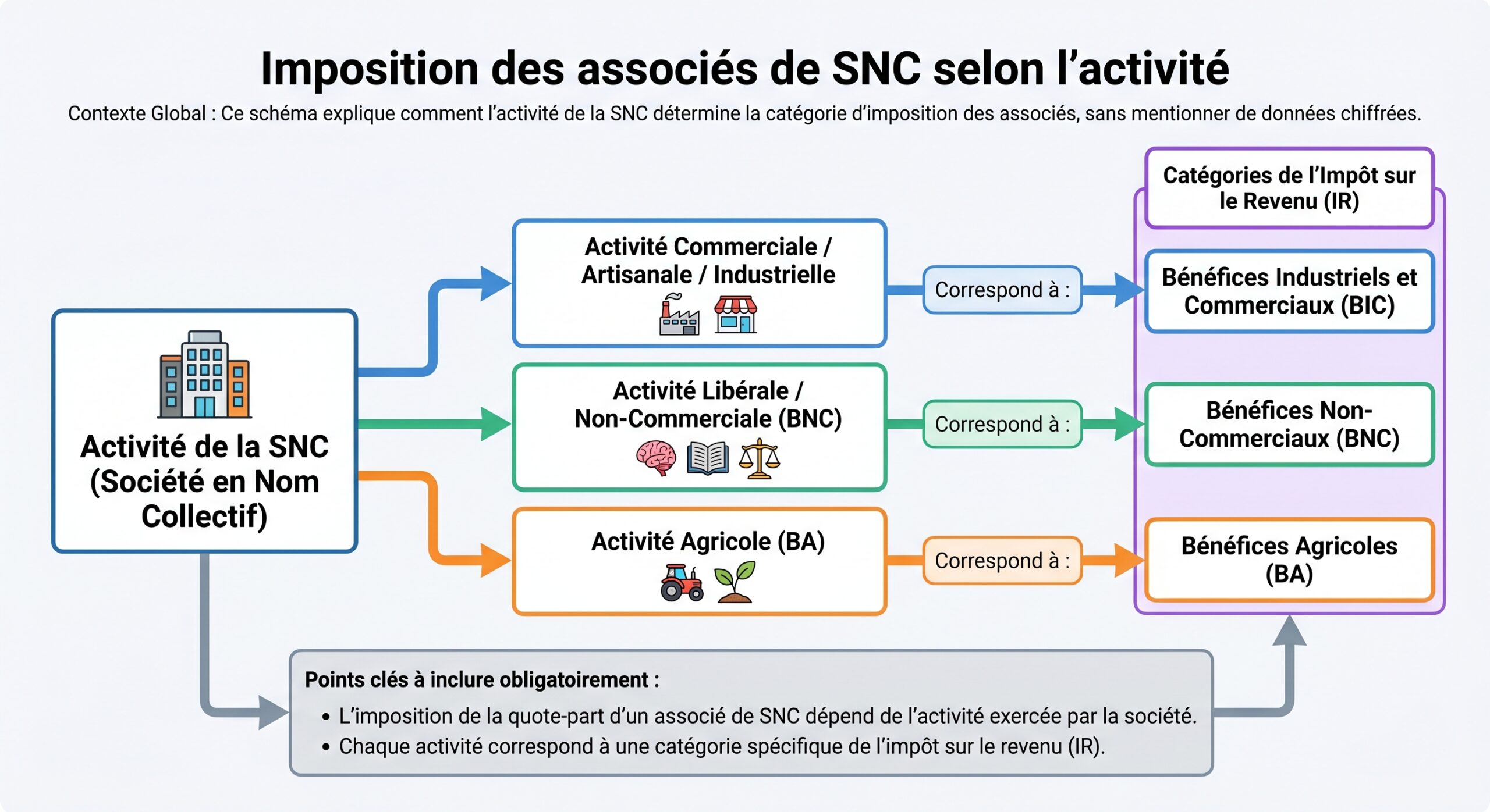 Imposition des associés de SNC selon l'activité