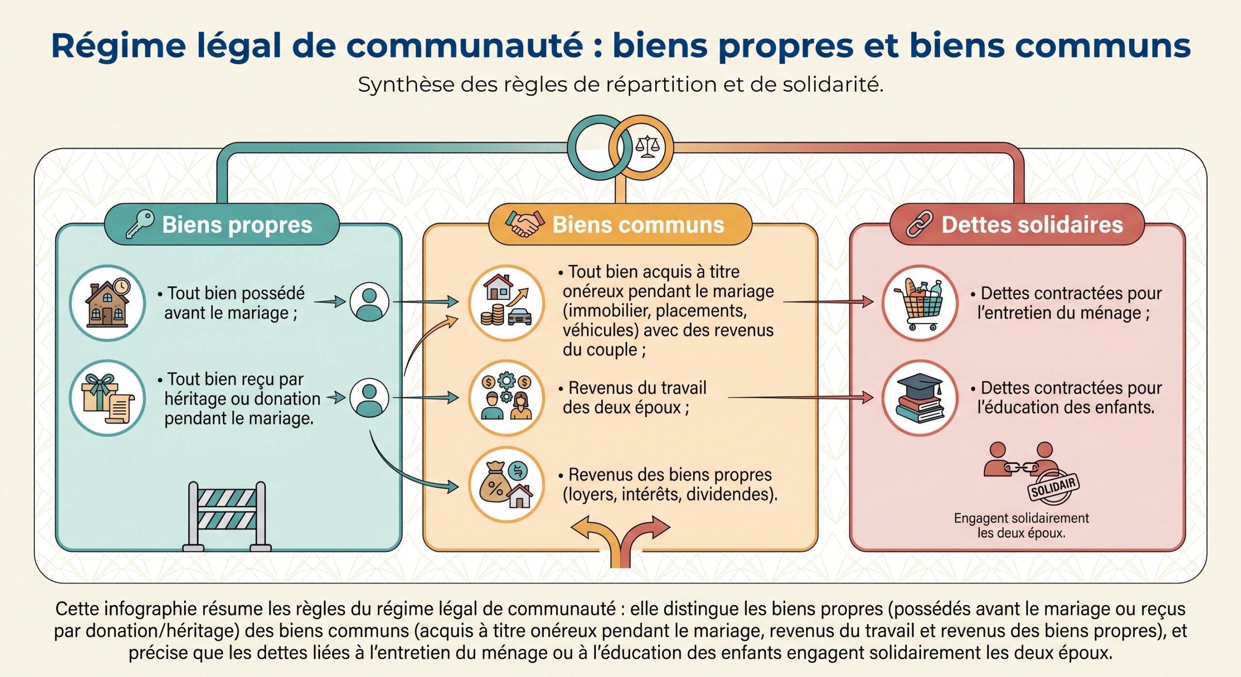 Régime légal de communauté : biens propres et biens communs