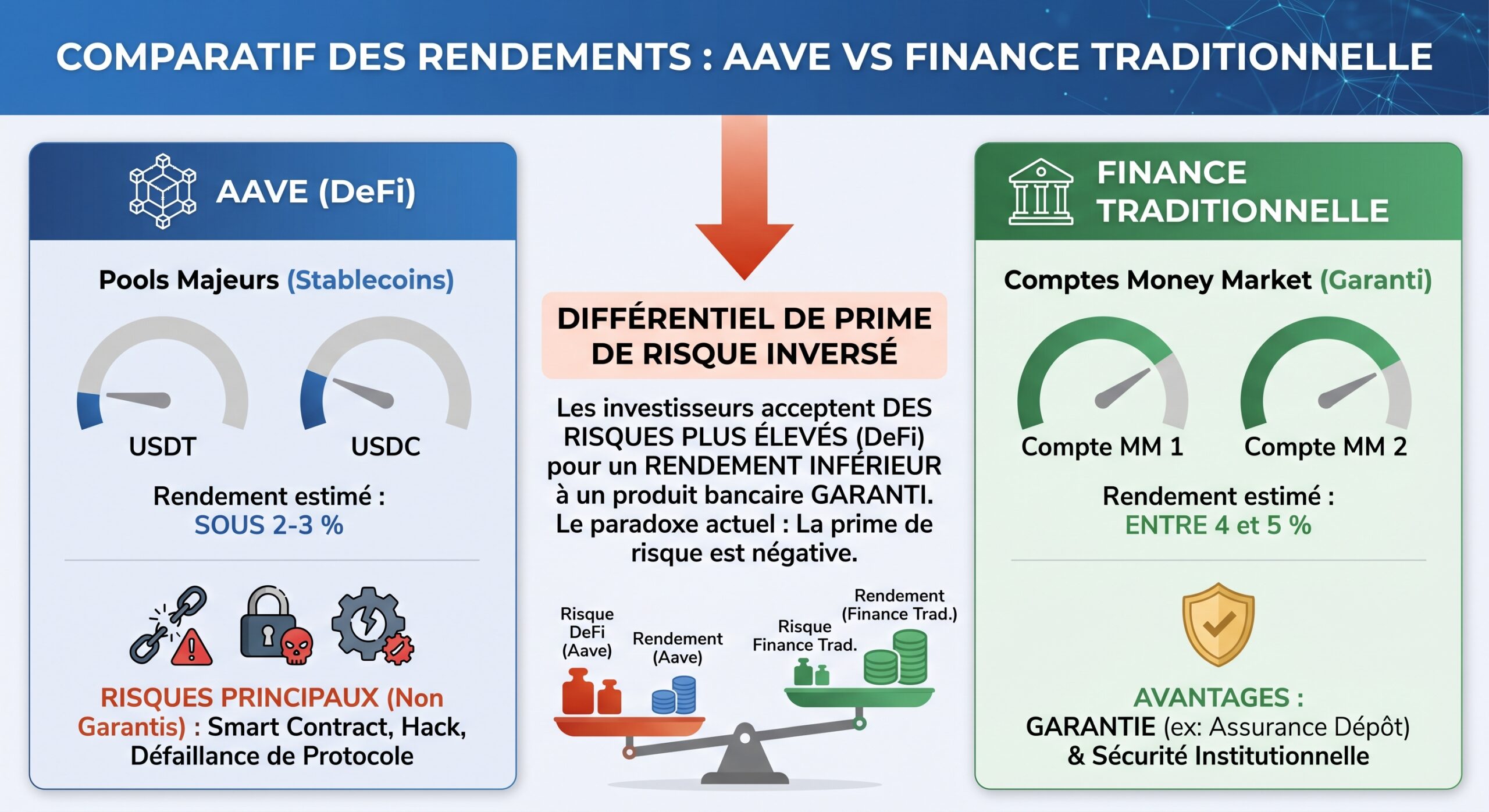 Comparaison des rendements Aave vs finance traditionnelle