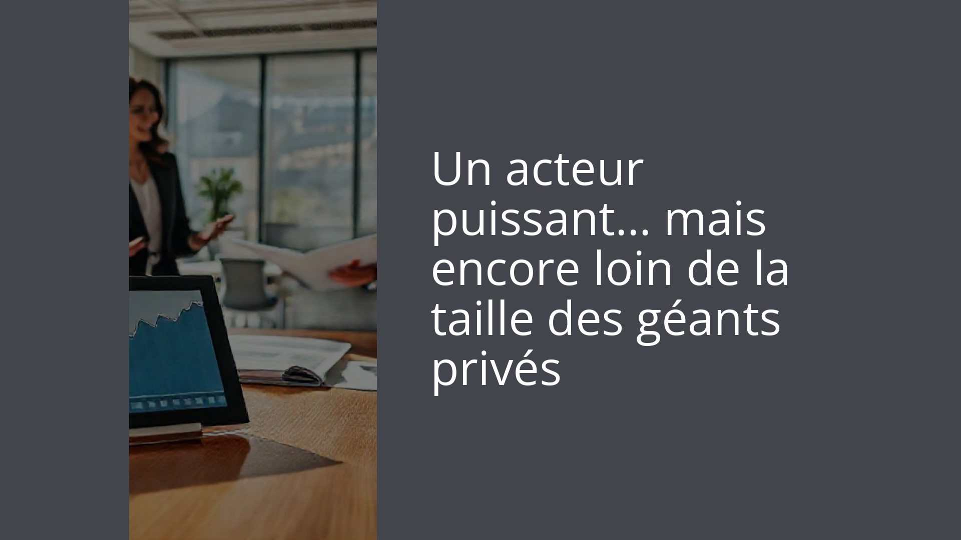 Un acteur puissant… mais encore loin de la taille des géants privés