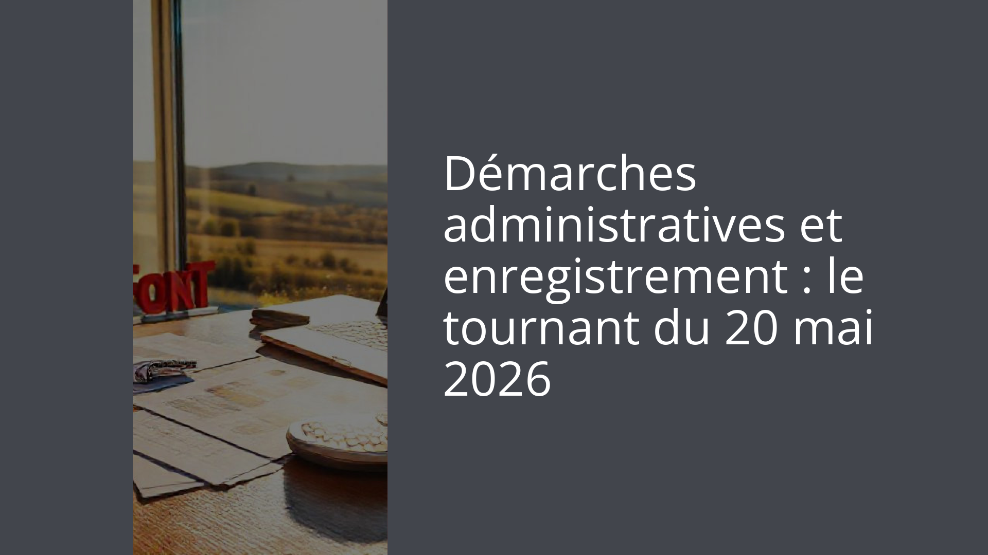 Démarches administratives et enregistrement : le tournant du 20 mai 2026