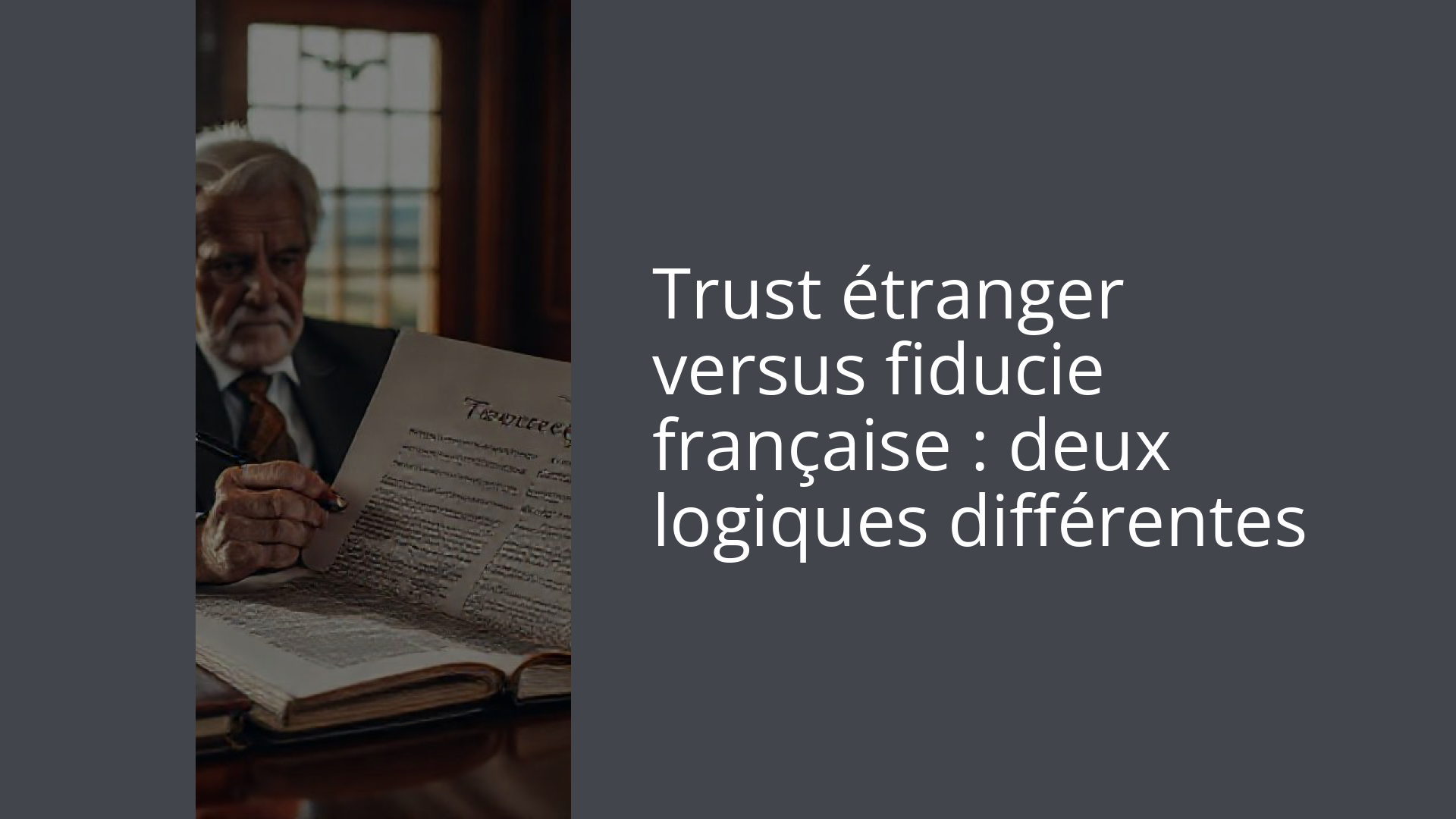 Trust étranger versus fiducie française : deux logiques différentes