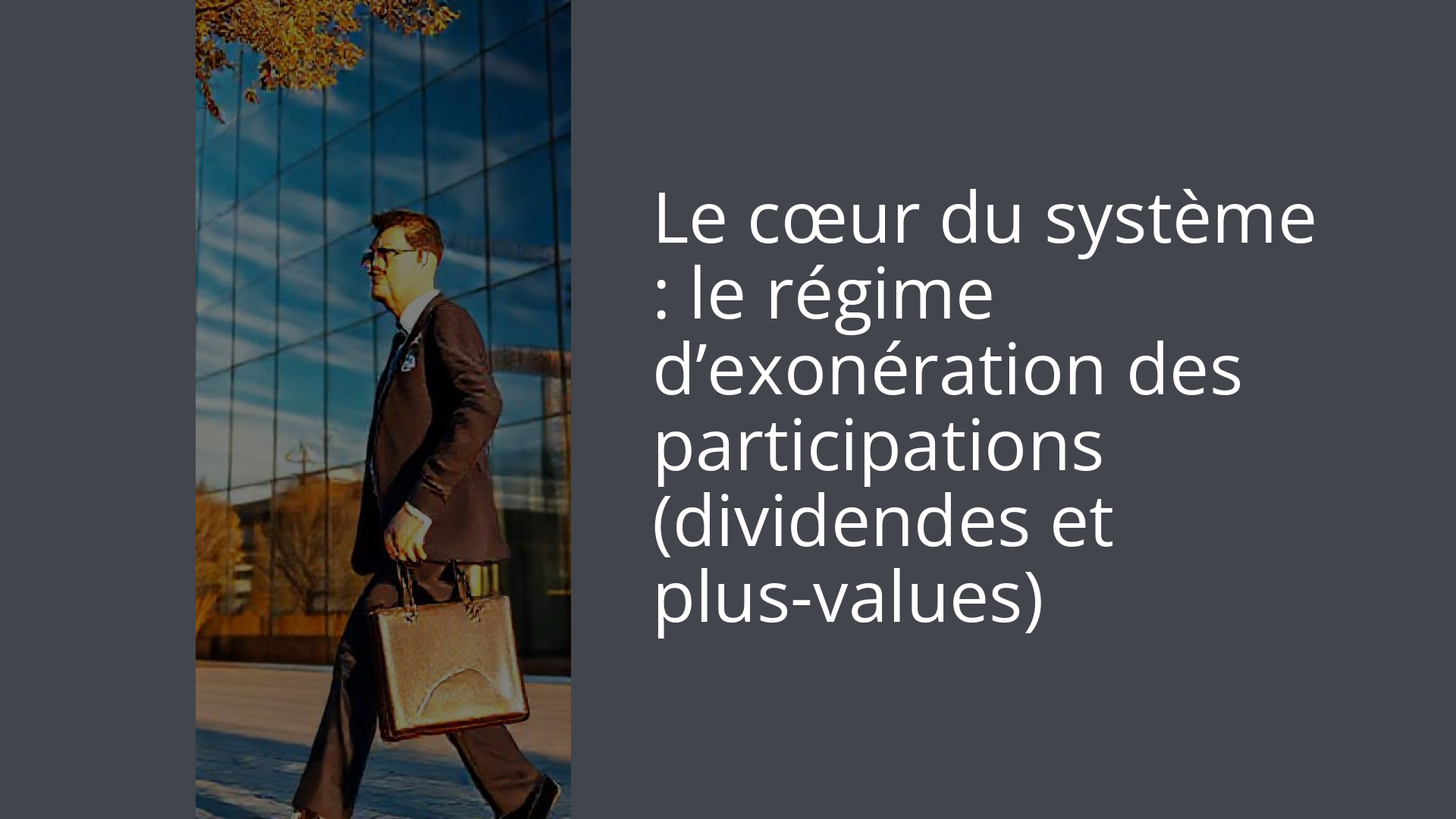Le cœur du système : le régime d’exonération des participations (dividendes et plus-values)