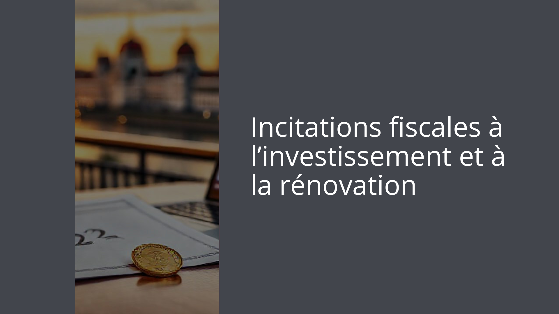Incitations fiscales à l’investissement et à la rénovation