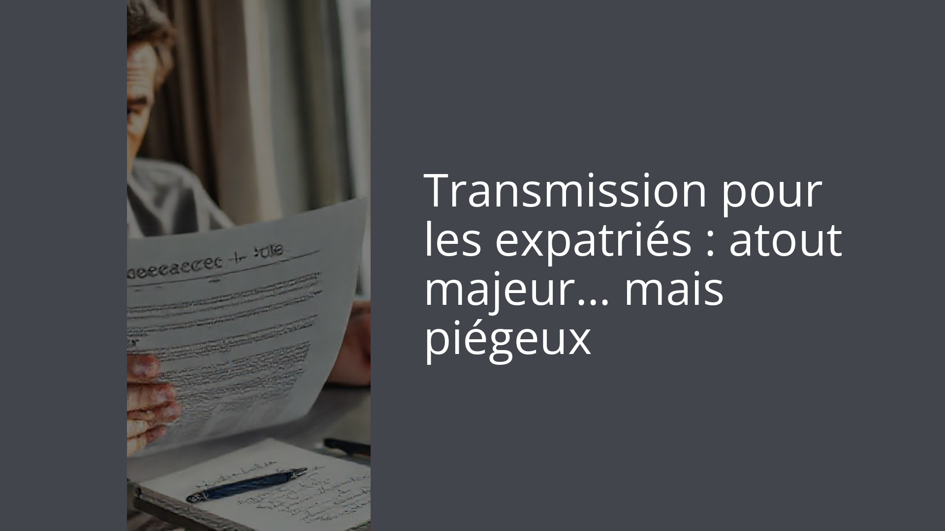 Transmission pour les expatriés : atout majeur… mais piégeux