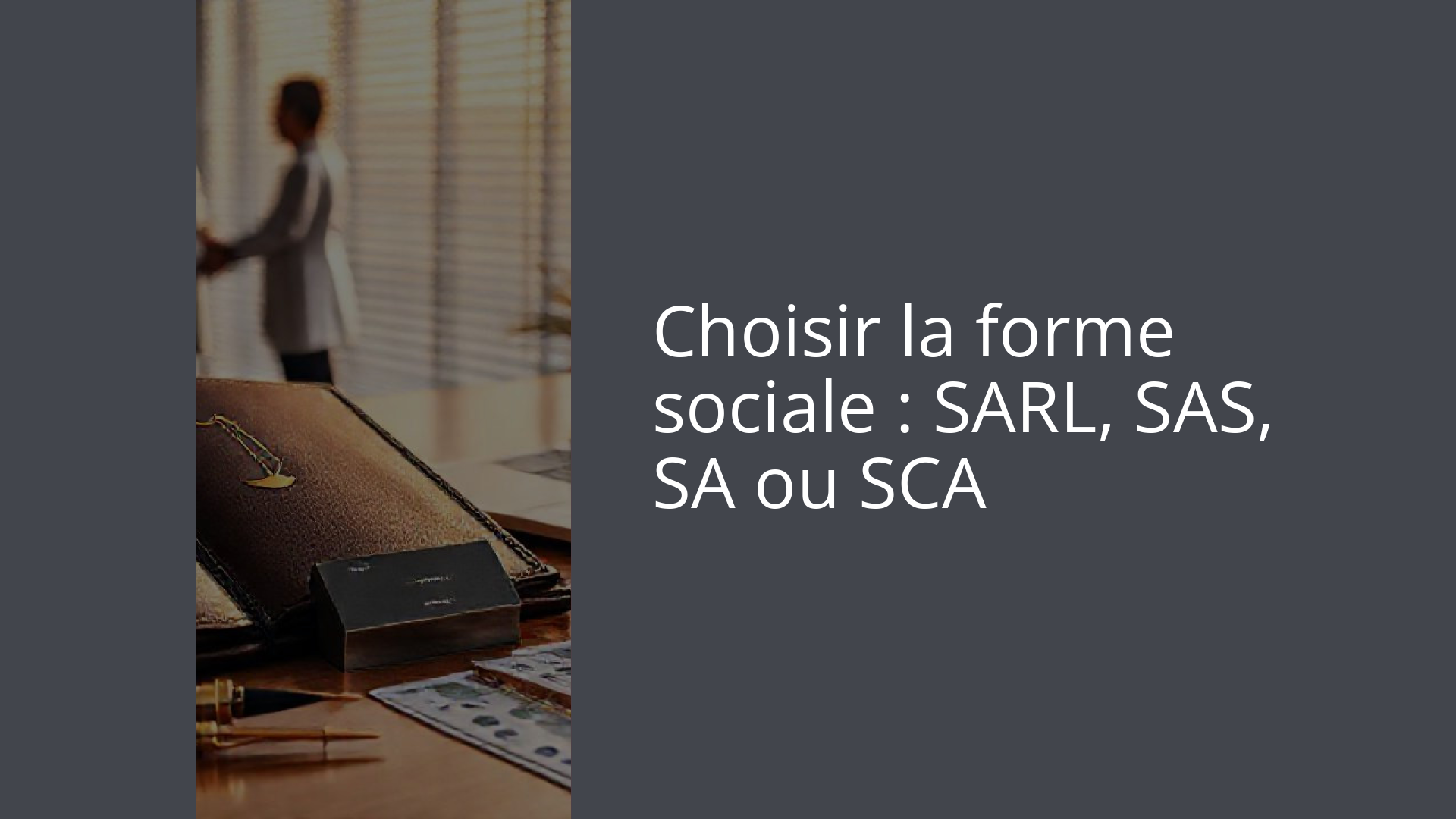 Choisir la forme sociale : SARL, SAS, SA ou SCA