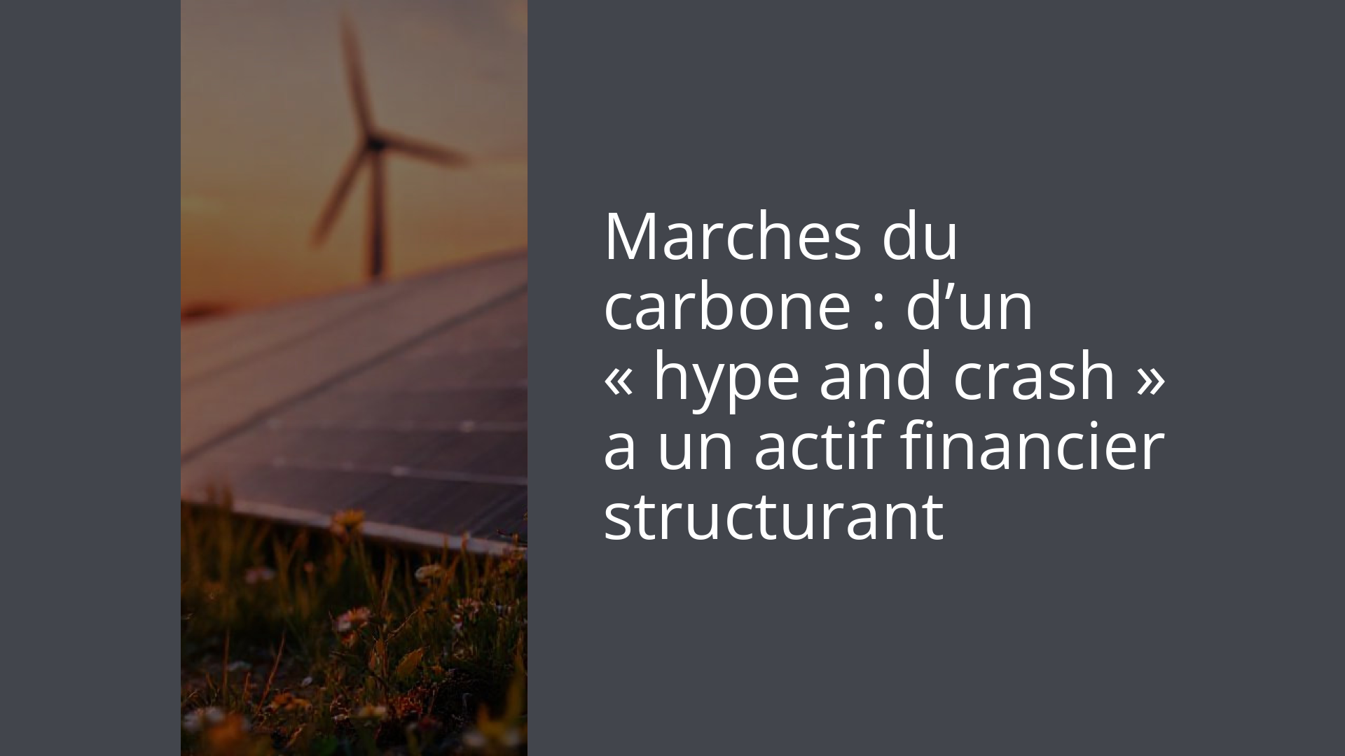 Marches du carbone : d’un « hype and crash » a un actif financier structurant