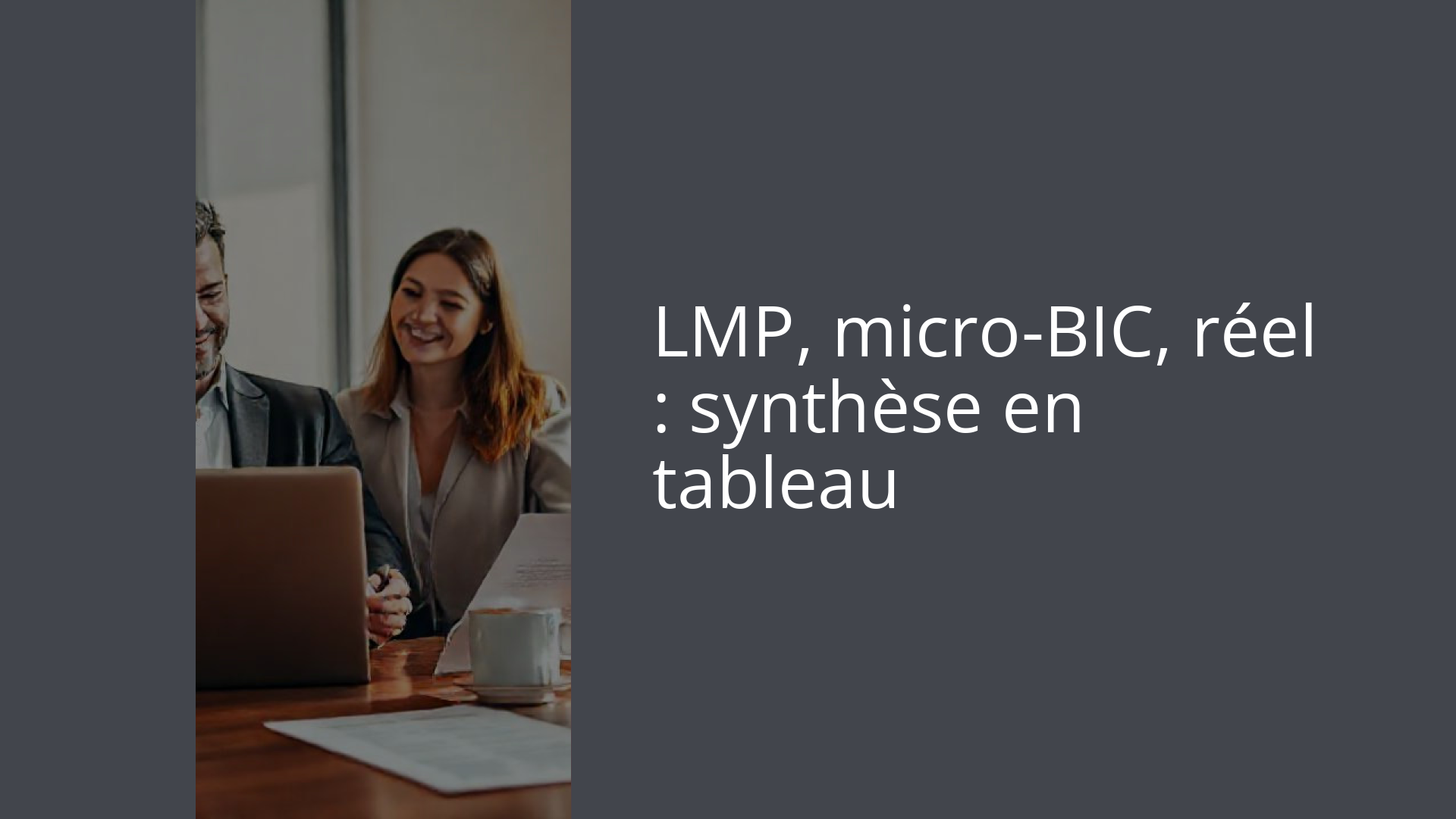 LMP, micro-BIC, réel : synthèse en tableau