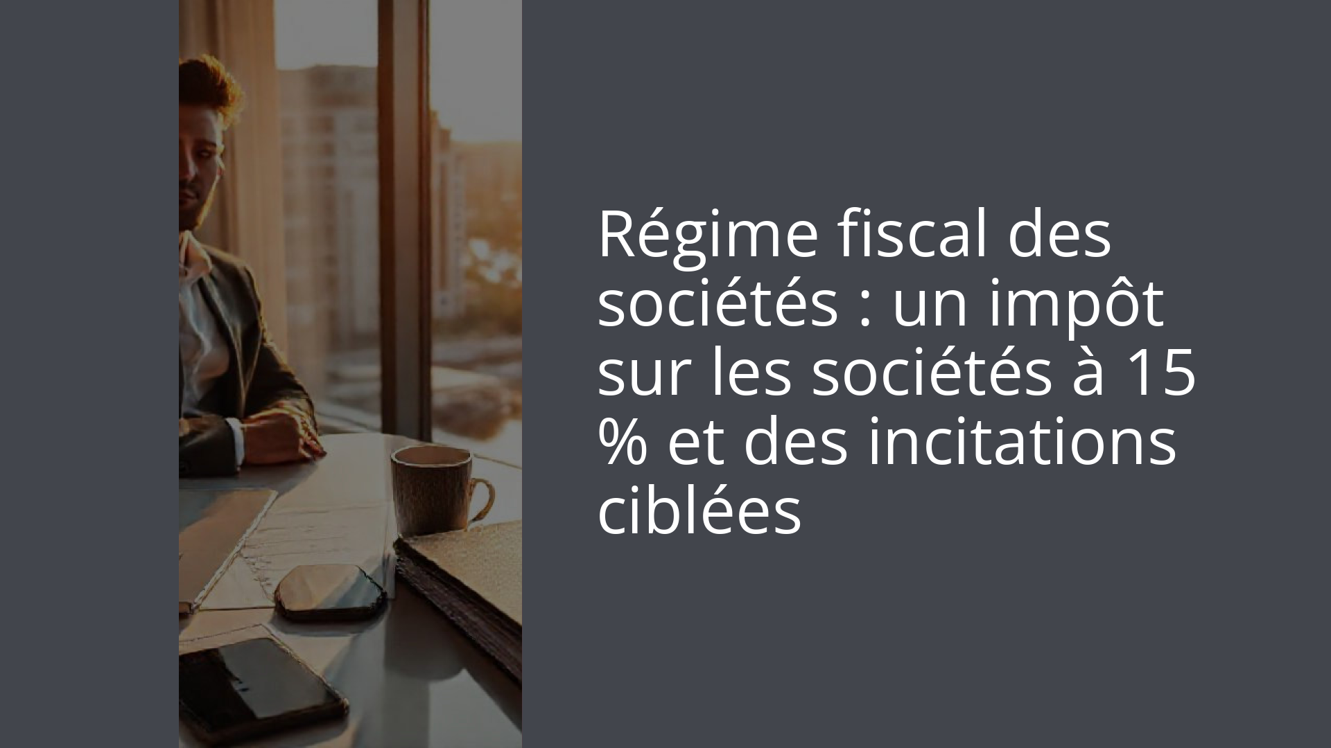 Régime fiscal des sociétés : un impôt sur les sociétés à 15 % et des incitations ciblées