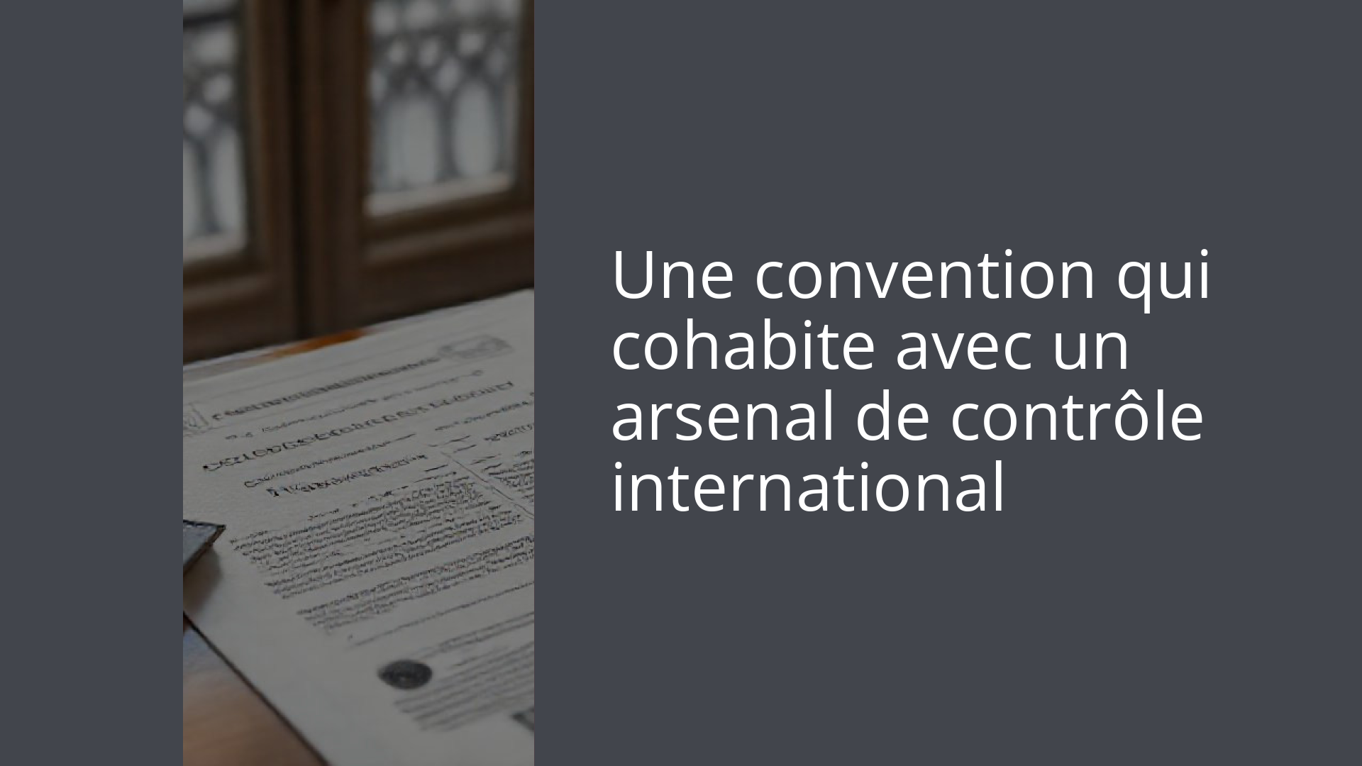 Une convention qui cohabite avec un arsenal de contrôle international