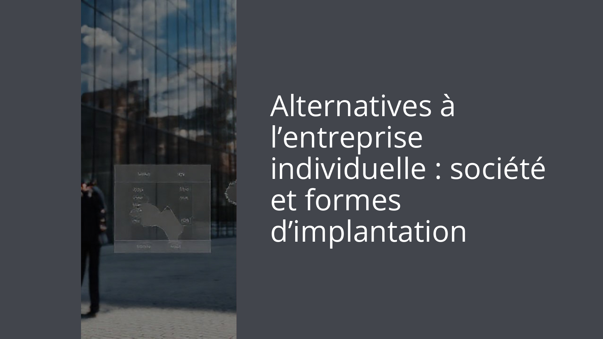 Alternatives à l’entreprise individuelle : société et formes d’implantation