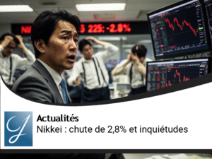 Bourse de Tokyo : le Nikkei chute de 2,8 % et annonce des inquiétudes