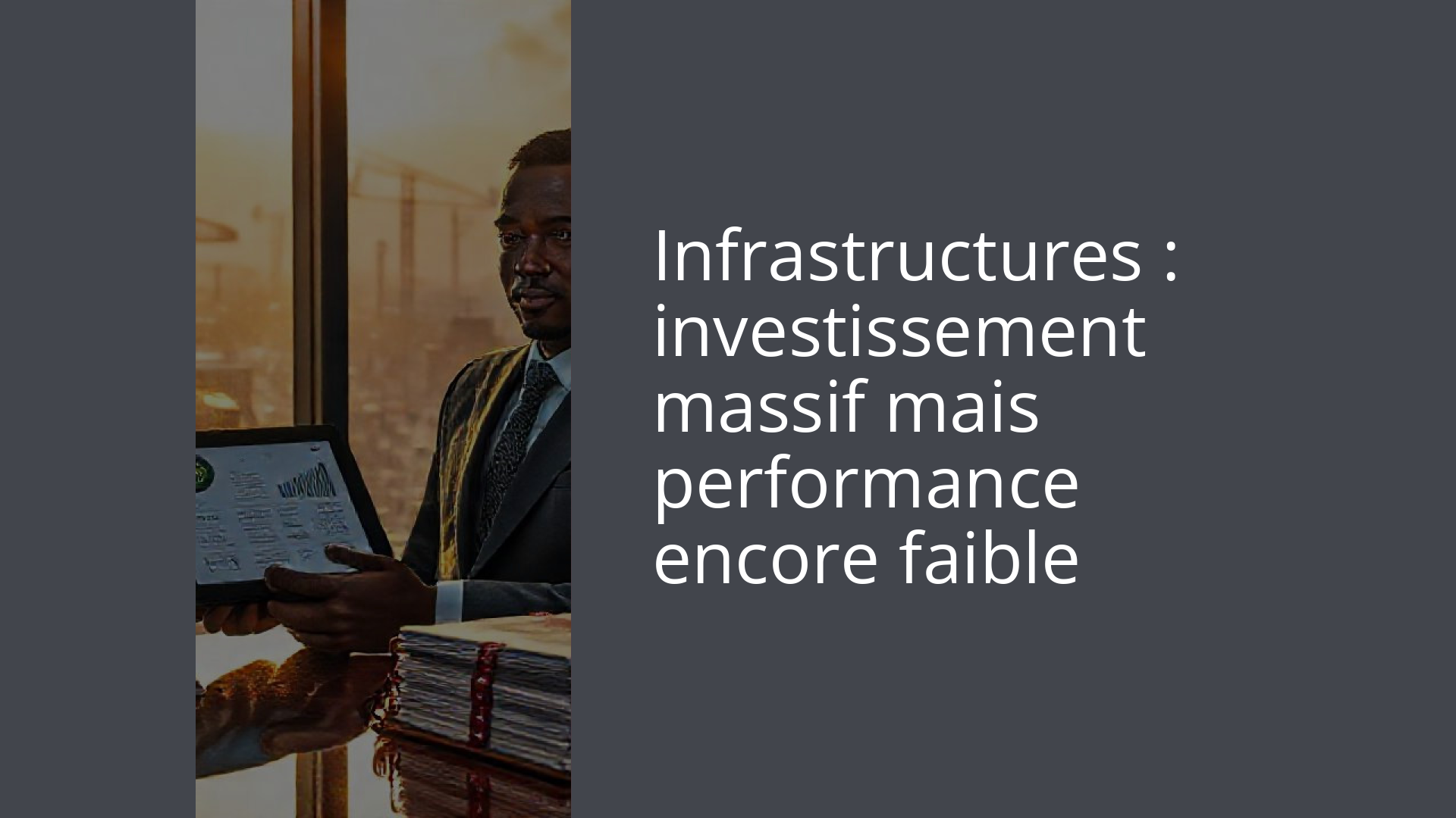 Infrastructures : investissement massif mais performance encore faible